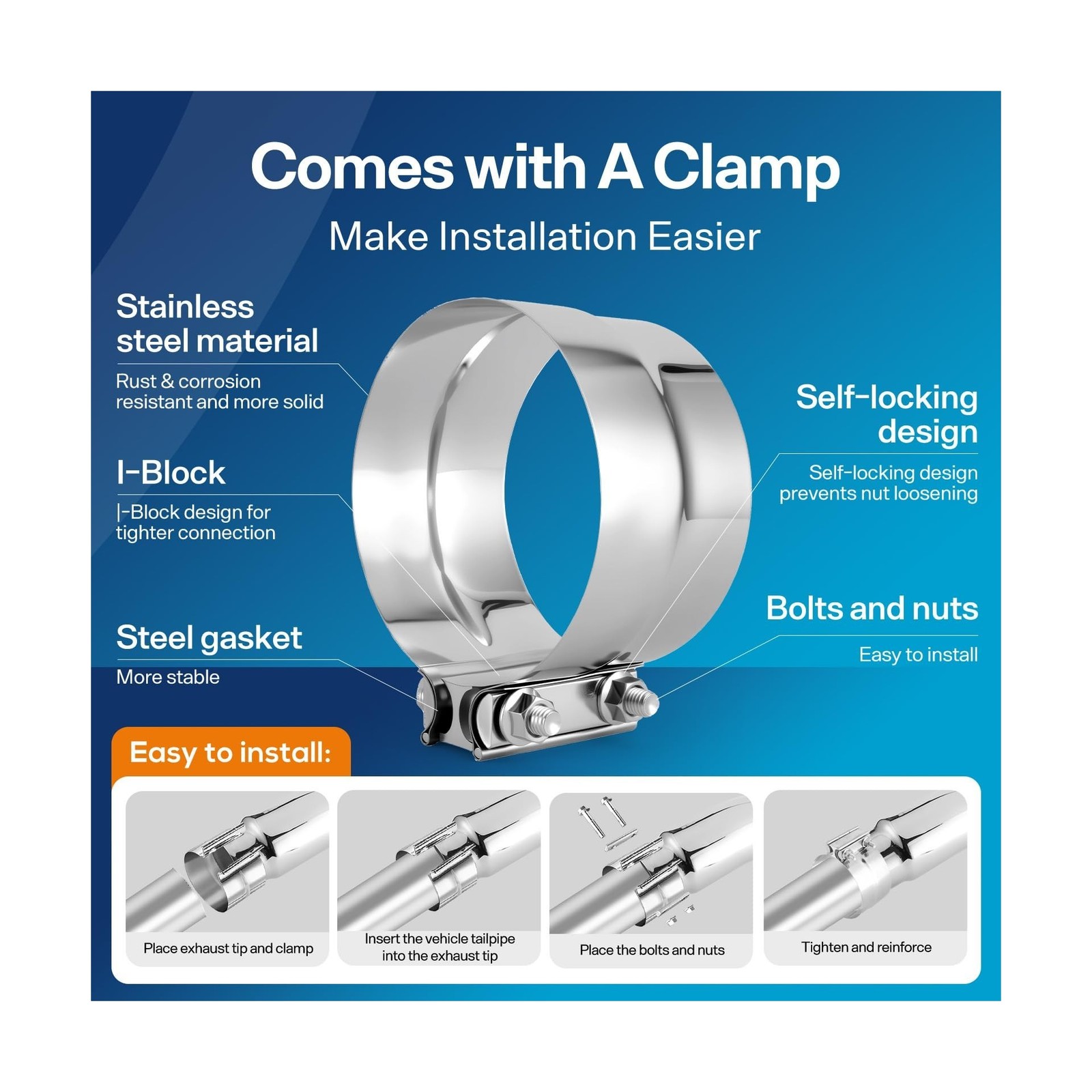 4-6″ Universal Exhaust Elbow Pipe w/Clamp Chrome Finish Drynochet | Premium S…