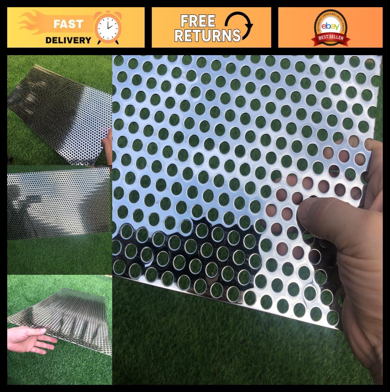 Perforated Metal Sheets 19 Gauge 30″x15″ Stainless Steel Mesh Panel 8mm Aperture