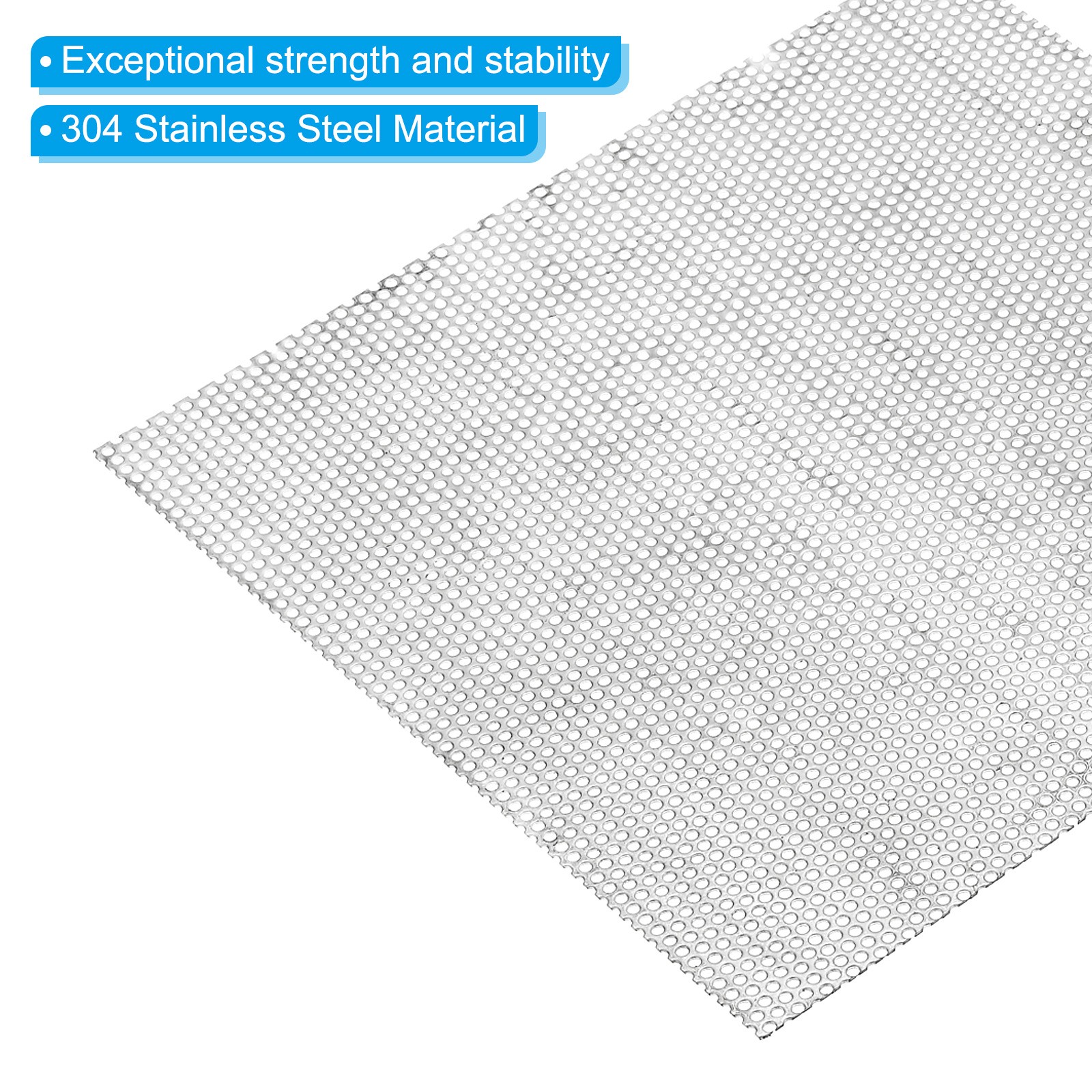 11.8″x11.8″ 304SUS Perforated Sheet,2Pcs 0.12″ Hole 19GA Metal Mesh Plate Screen