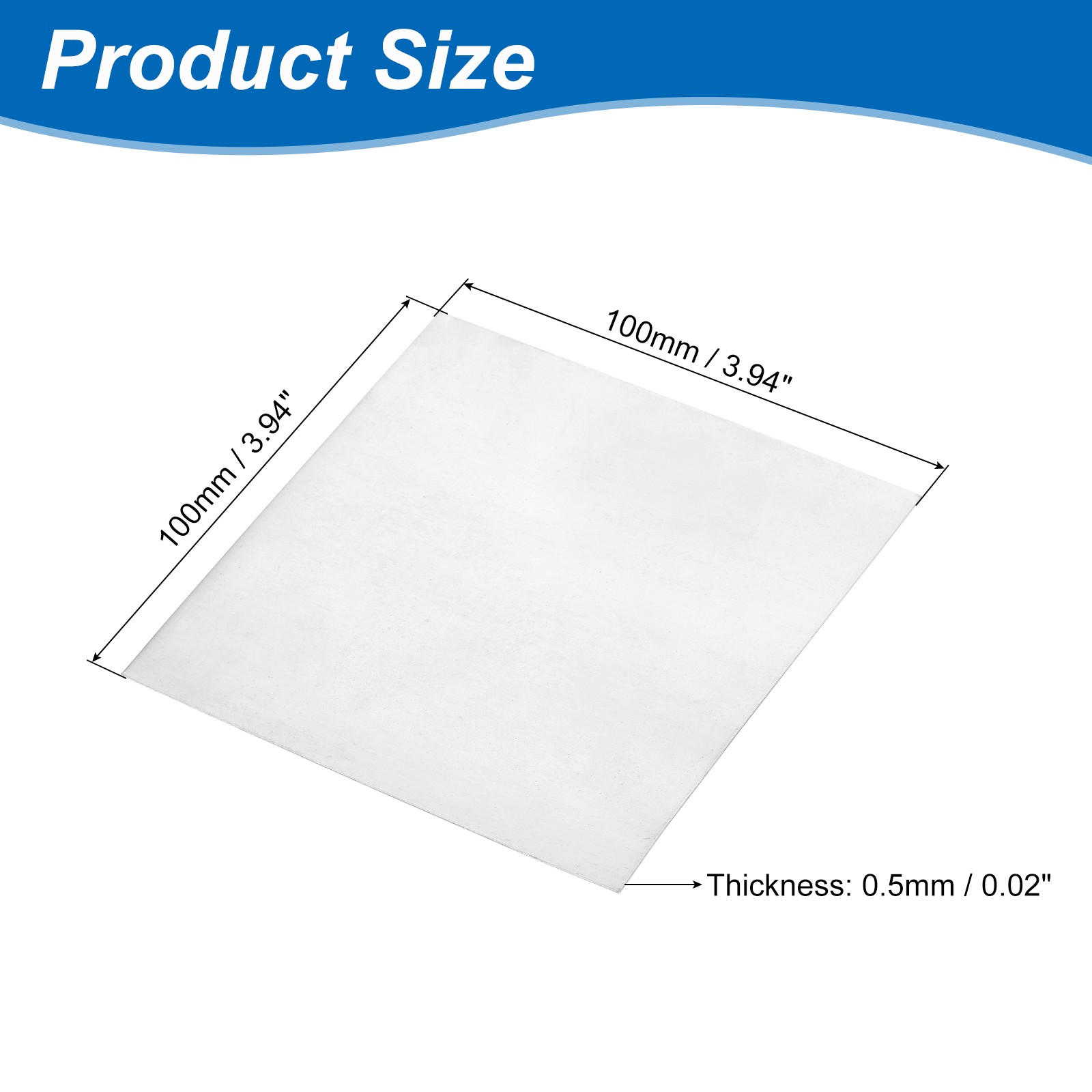 1Pcs Zinc Sheets, 99.99% High Purity Zinc Plate, 0.02″x4″x4″(0.5x100x100mm)