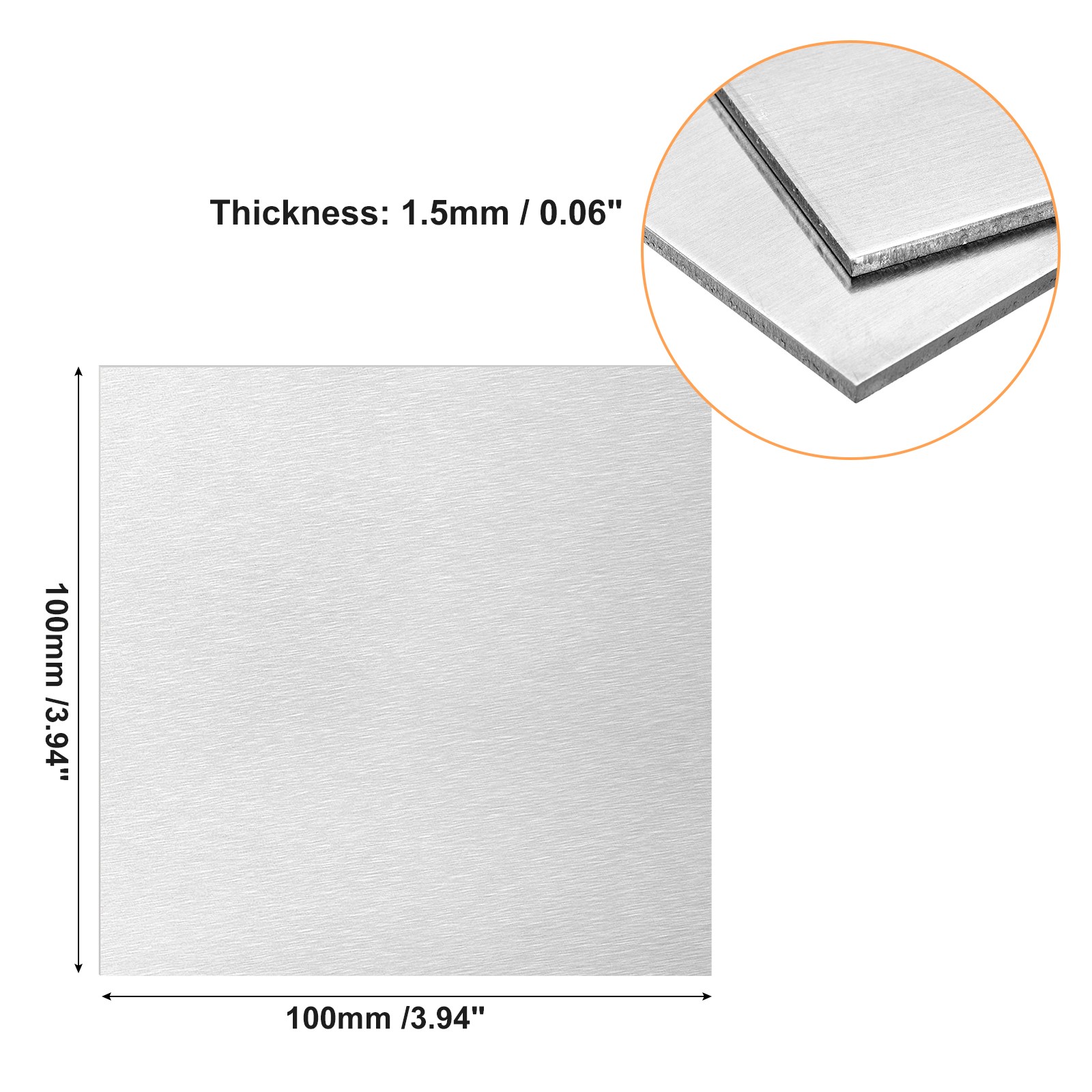 100mm x 100mm x 1.5mm Rectangle 6061 Aluminum Sheet Flat Metal Plate Stock