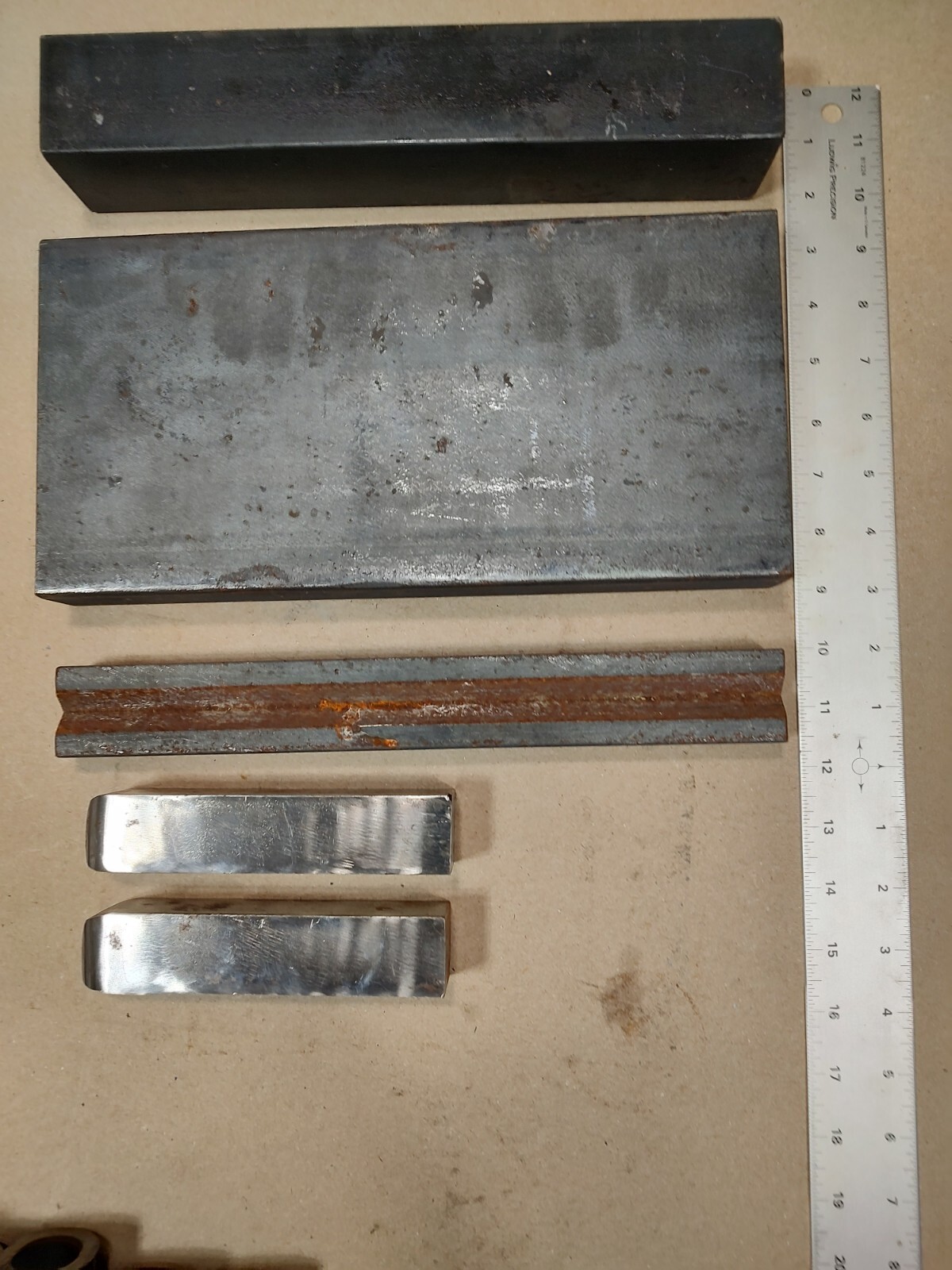 Lot Of 5, Steel Flat Bar, Square Bar Pieces