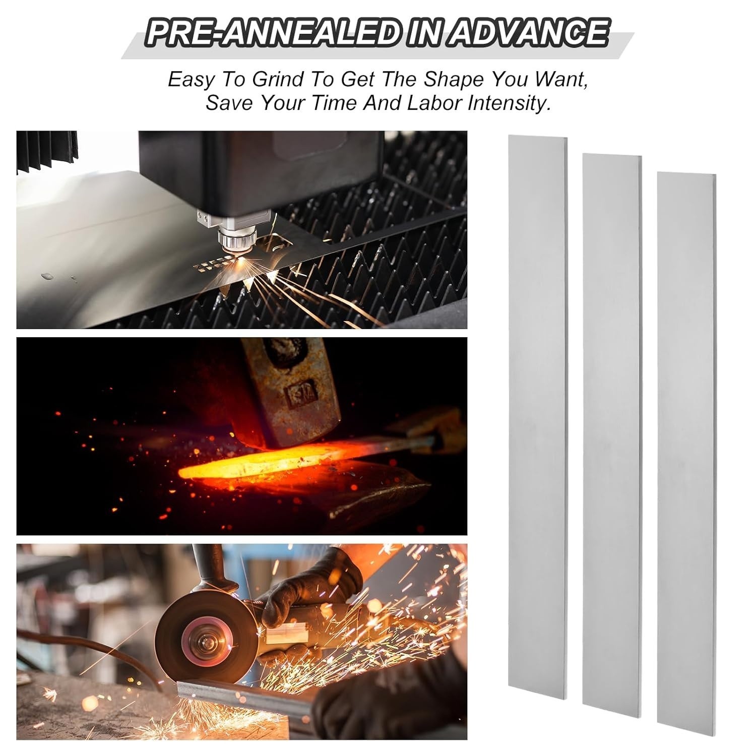 8 Pack 15N20 Steel Flat Bar for Knife Making 12″ x 1 1/2″ x 1/8″ Steel Flat Bar