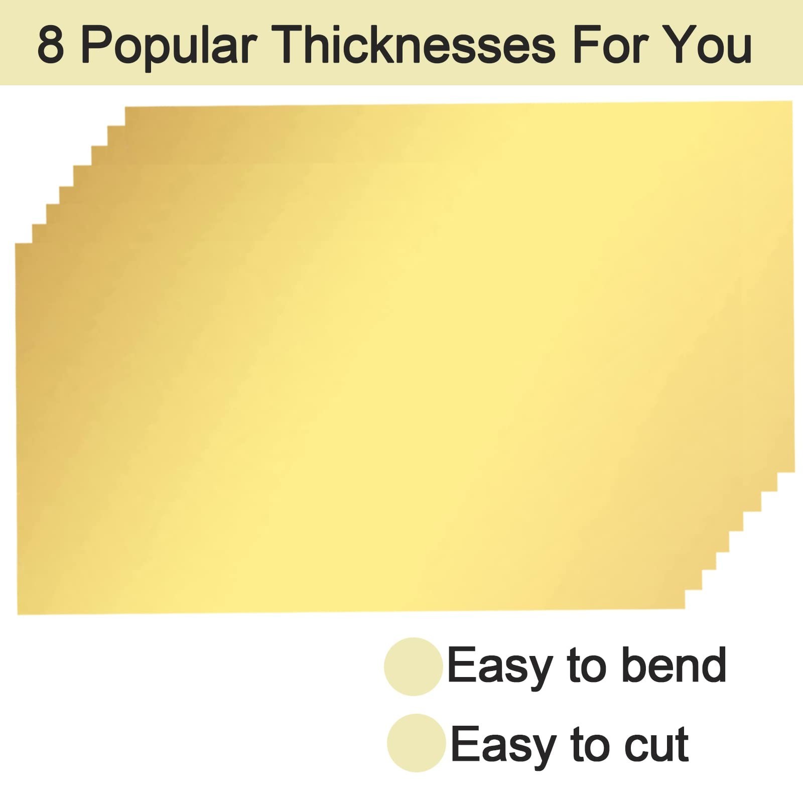 8-Piece Brass Shim Stock Assortment, 6″x3″, Various Thicknesses 0.001″-0.020
