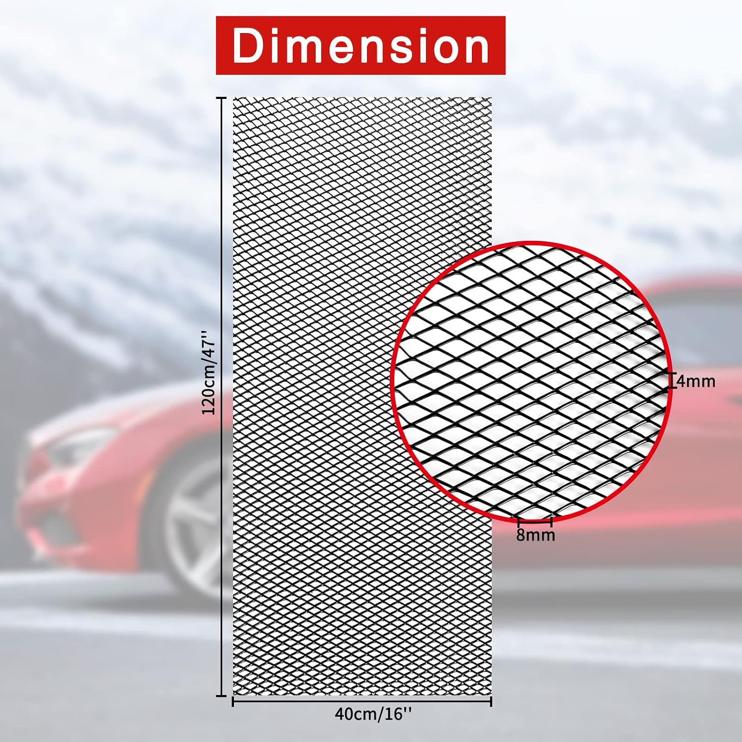 47”×16‘’ Car Grill Mesh Metal Mesh 120X40Cm Expanded Metal Sheet Made of Black