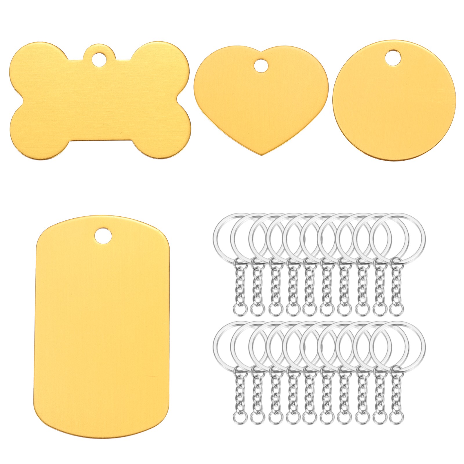 20Pcs Round Circle Key Rings with Yellow Classic Blank Tags & Labels