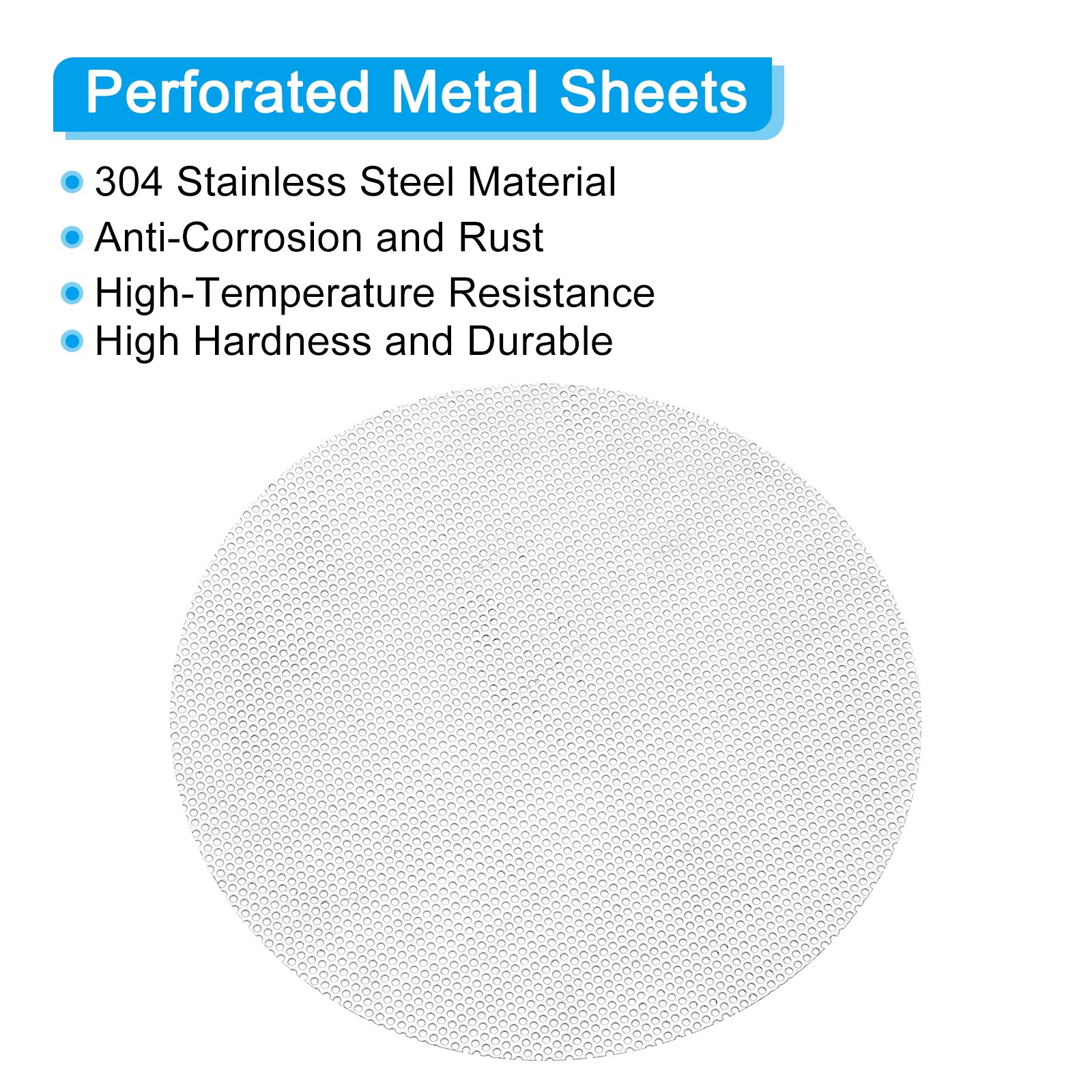 8″ 304 Stainless Steel Perforated Sheet, 0.06″ Hole Metal Mesh Plate