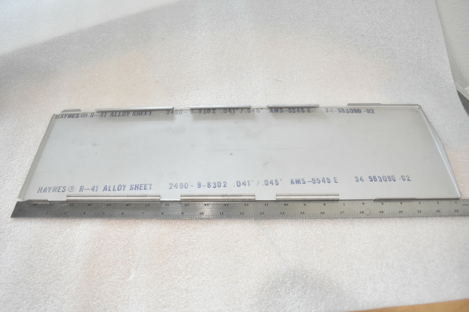 Haynes R-41 Rene 41 Vacuum-Melted Nickel Based (6-1/2″ X 23-3/8″ X .041″-.045″)