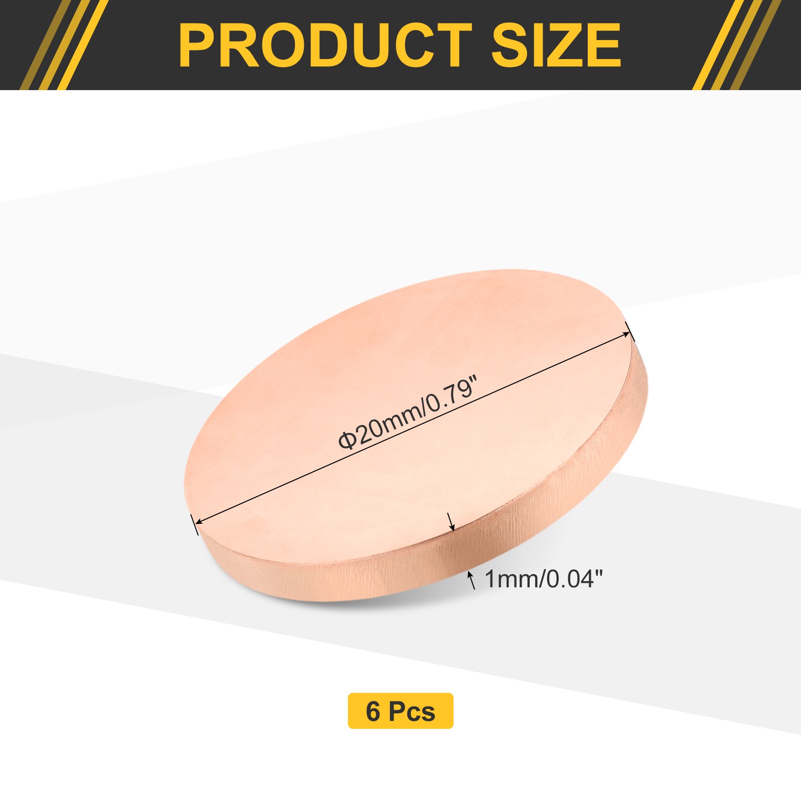 6Pcs Copper Round Plate, 0.04″ Thick 0.8″ Dia C1100 Pure Copper Sheet