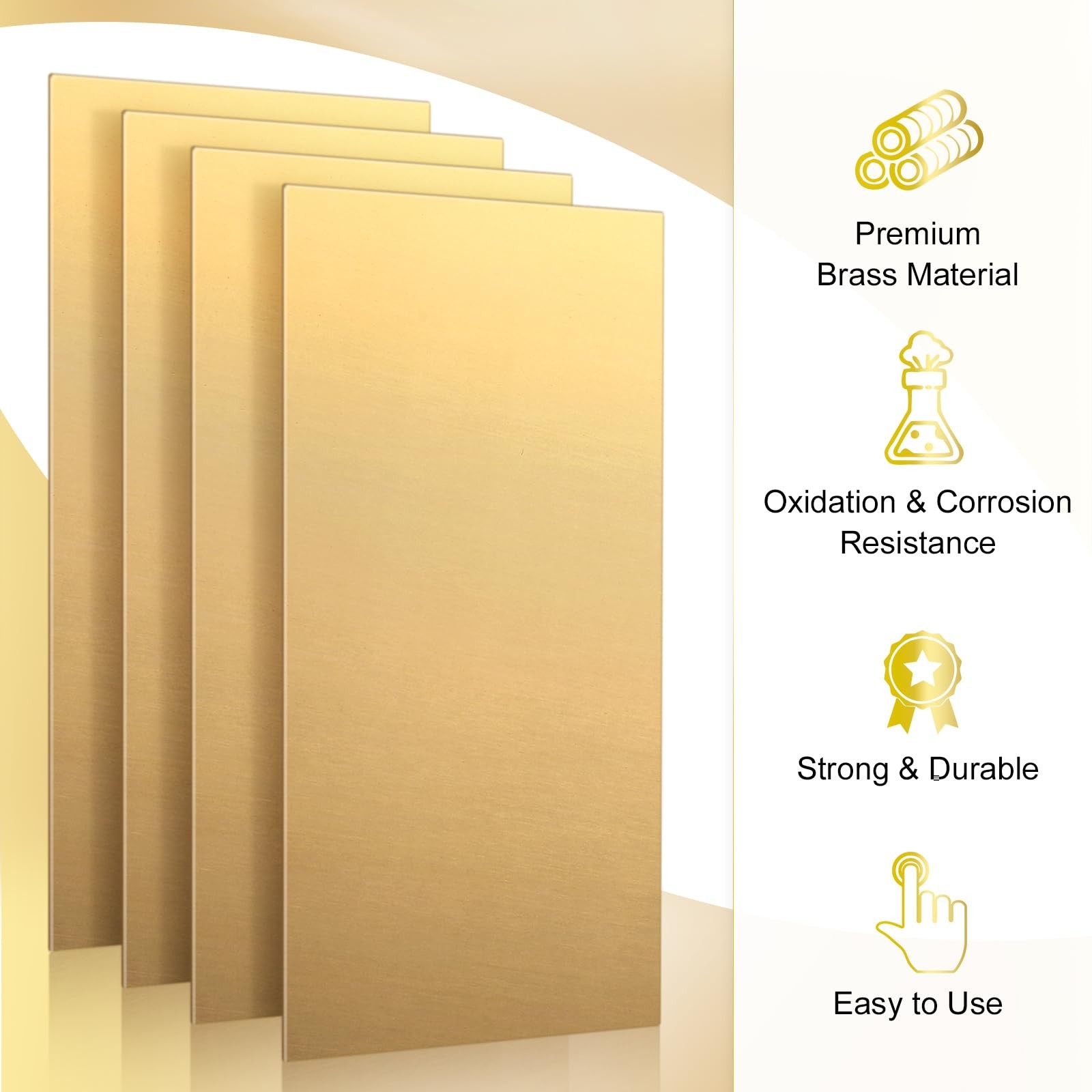 Yaocom 4 Pieces Brass Sheet 6″ x 12″ x 0.025″, 22 Gauge(0.6mm) Thickness Bras…