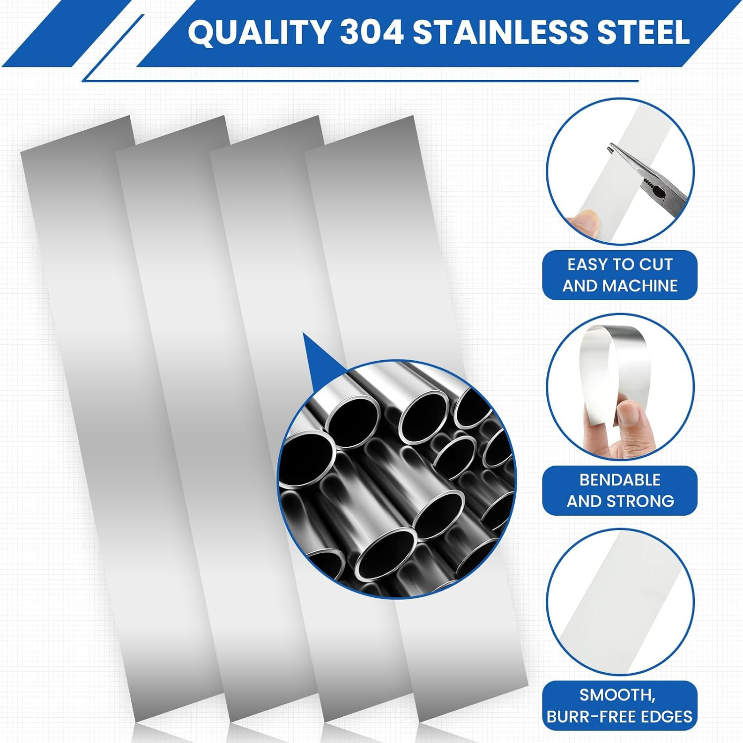 20 Pcs 304 Stainless Steel Shim Stock Assortment, 1″ W x 6″ L, 10 Sizes (0.0007″