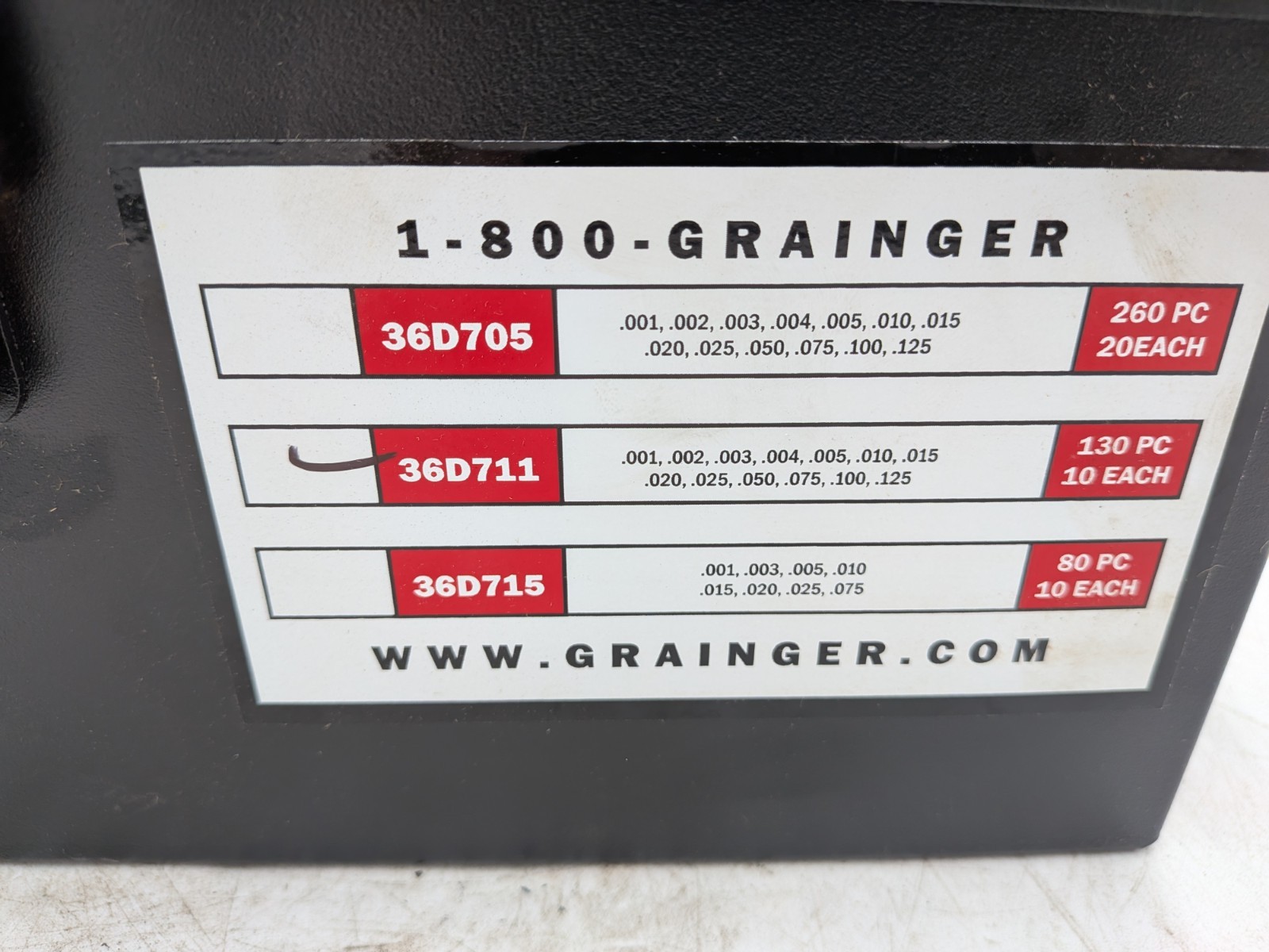 Grainger 36D711 Slotted Shim Kit Size C 4 x 4 Stainless Steel Tabbed 130 Pcs