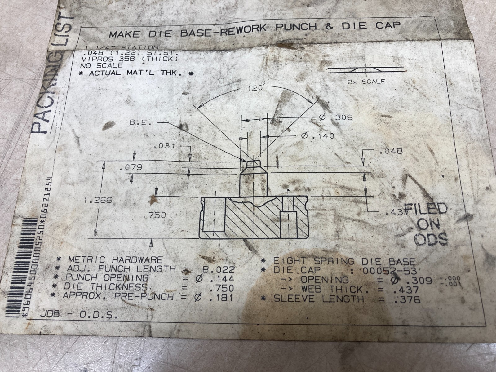 Wilson Tool 1.25 THK Emboss RD Make Die Base-Rework Punch & Die Cap W/ Sample
