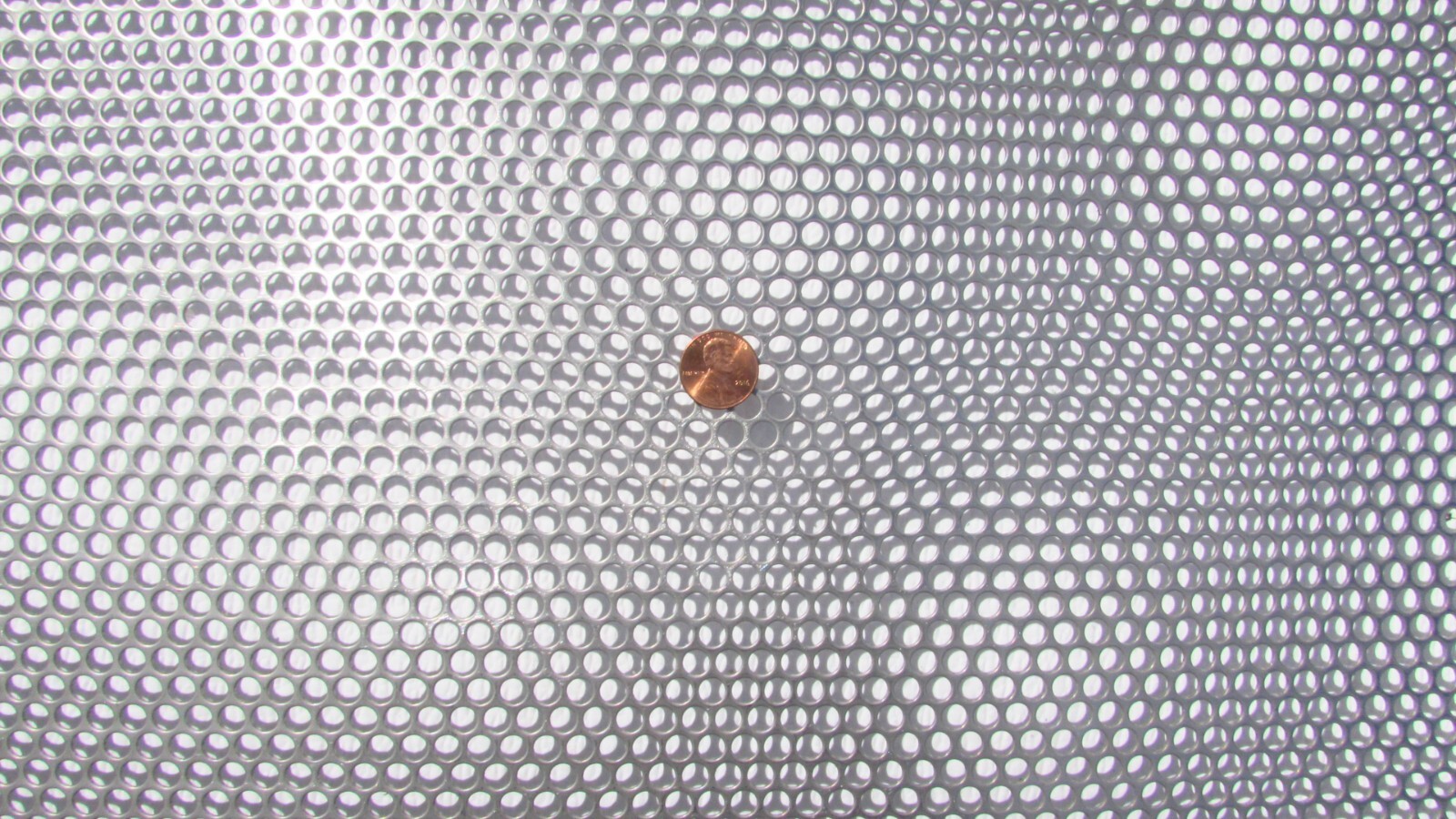 1/4″HOLES ON 5/16″CENTER–16 GA.- STAINLESS PERFORATED SHEET–6-3/4″ X 8″