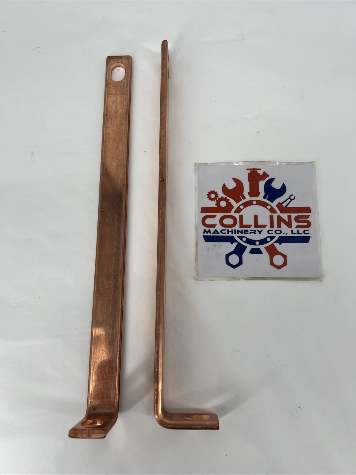 (Lot of 2) Copper Flat Bar 13in Length x 1in Width x 1/4in Thick, 2in 90° Ends