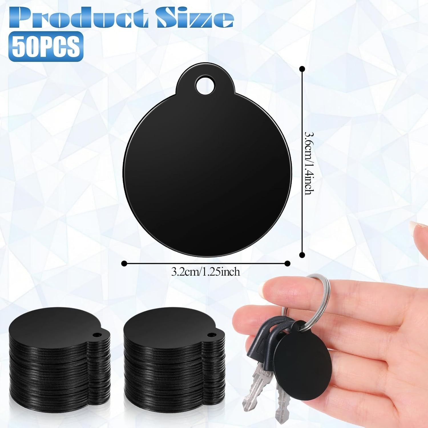 50 Pack Blank Dog Tags for Engraving Round Metal Stamping Blanks 1.18 Inch Metal