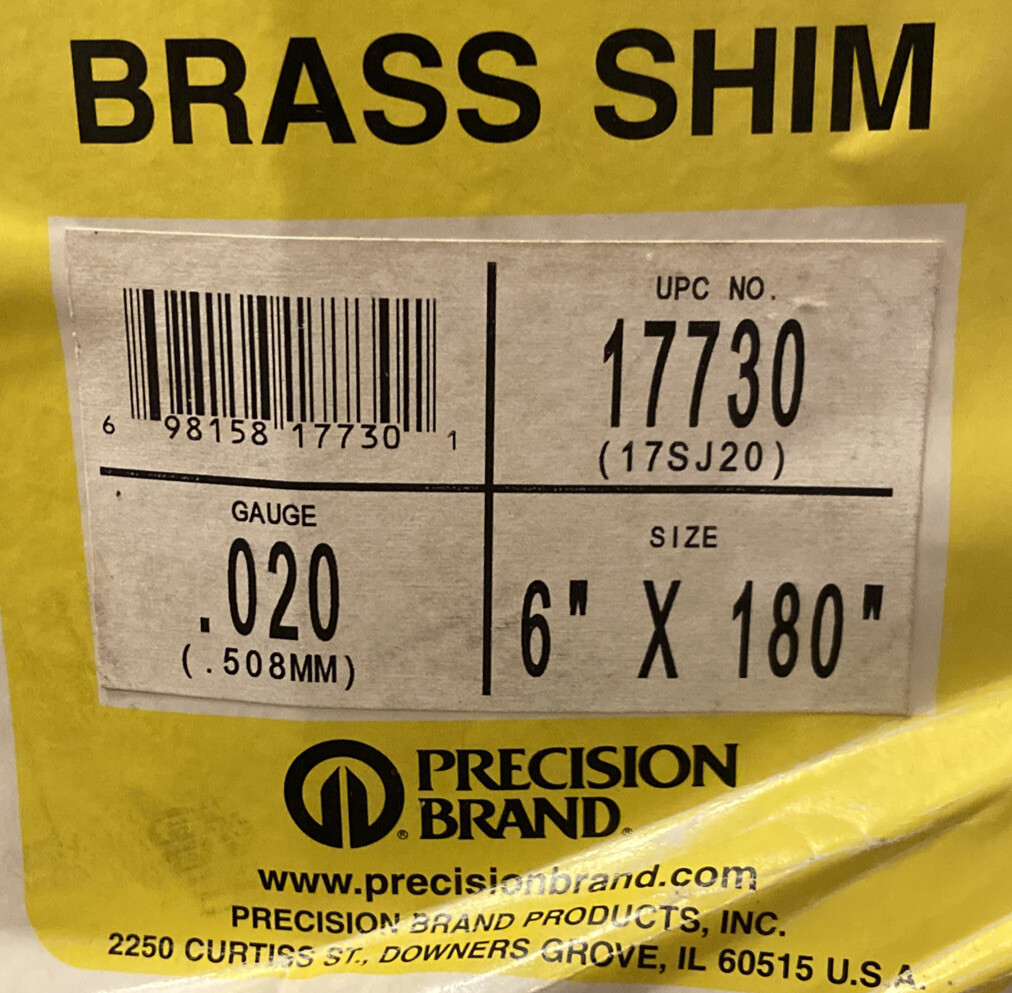 Brass Shim Stock .020 In. / .51 mm Thick 6″ X 2” Sheet Flat Unpolished