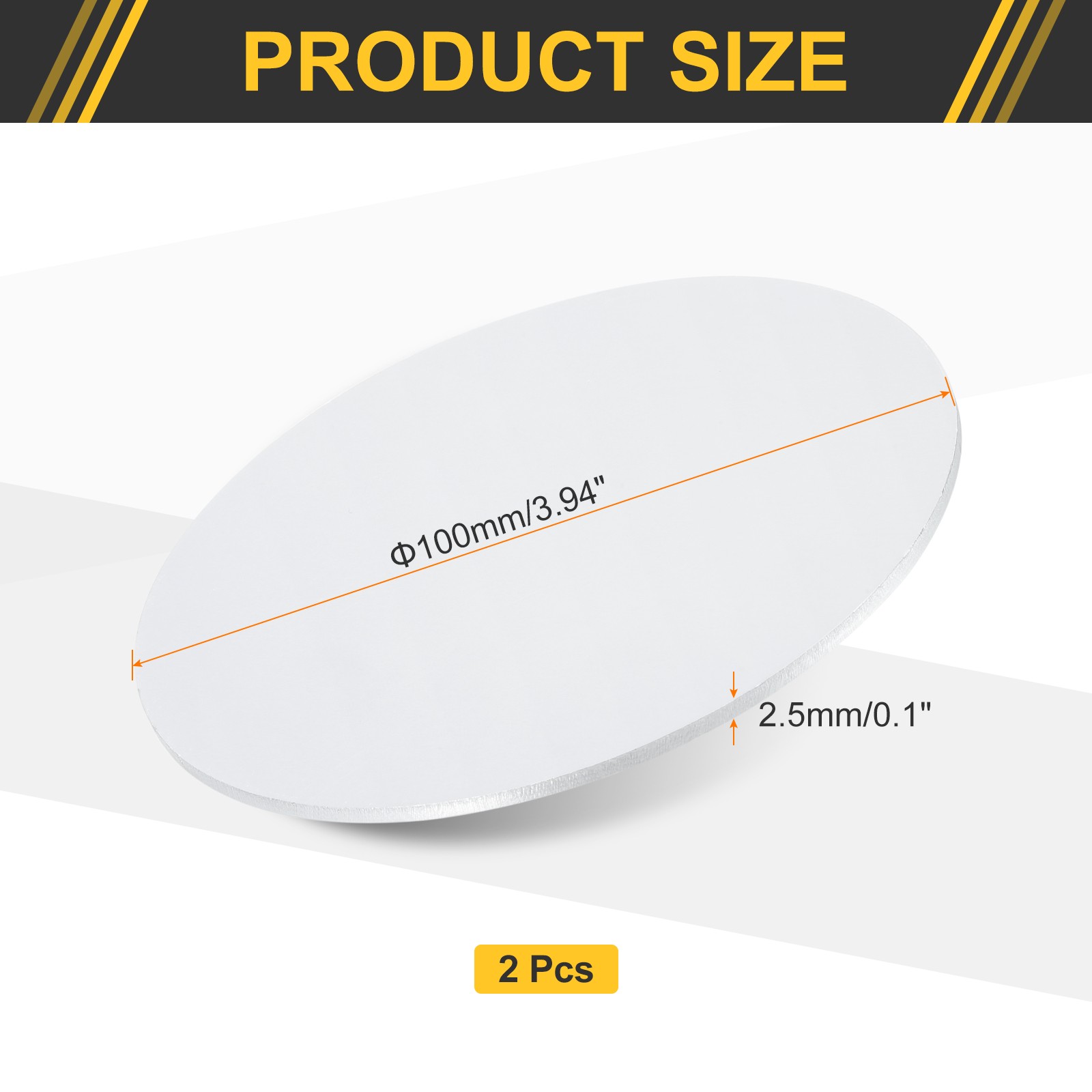 2Pcs Aluminum Disc, 4″(100mm) Dia 0.1″(2.5mm) Thick Round 6061 Aluminum Sheets