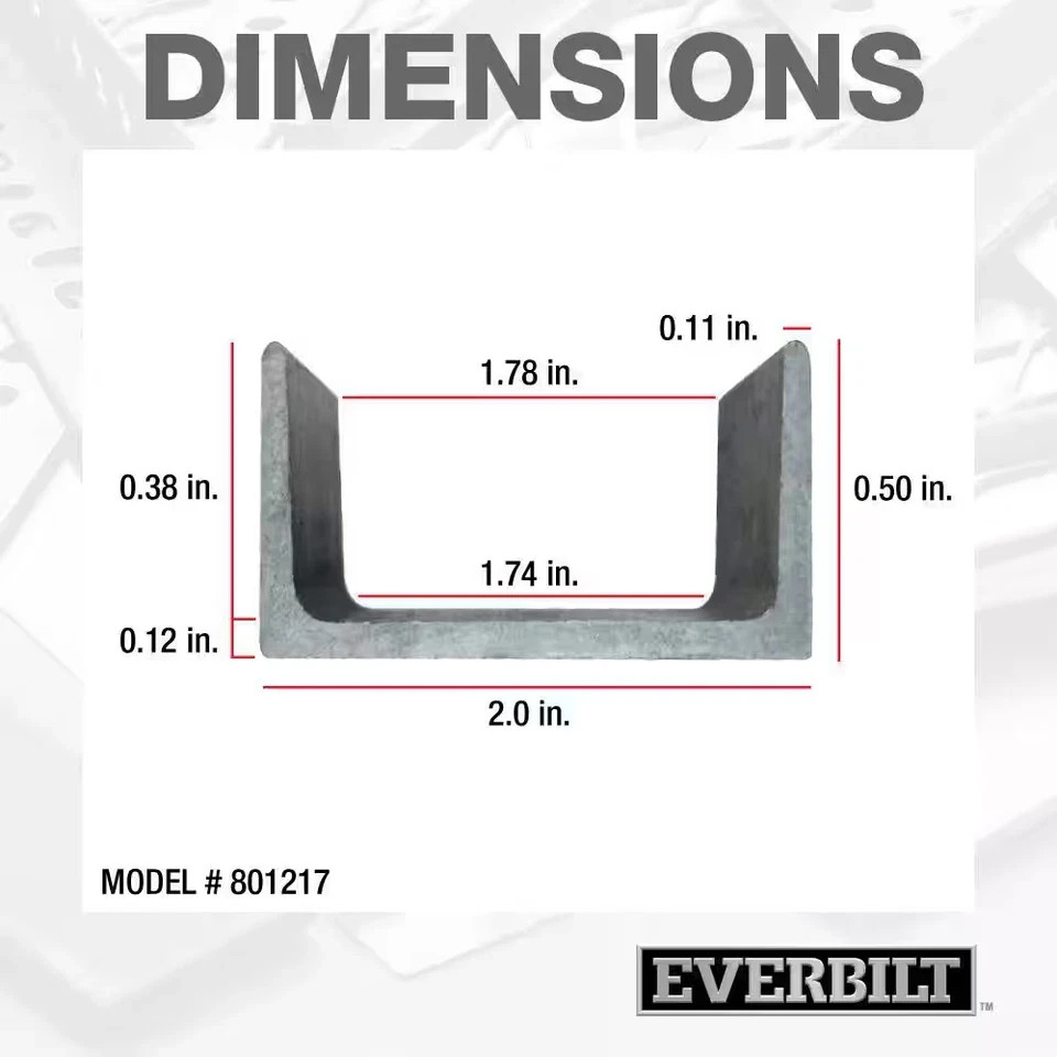 2 In. X 1/2 In. X 3 Ft. – 1/8 In. Thick Plain Steel C-Channel