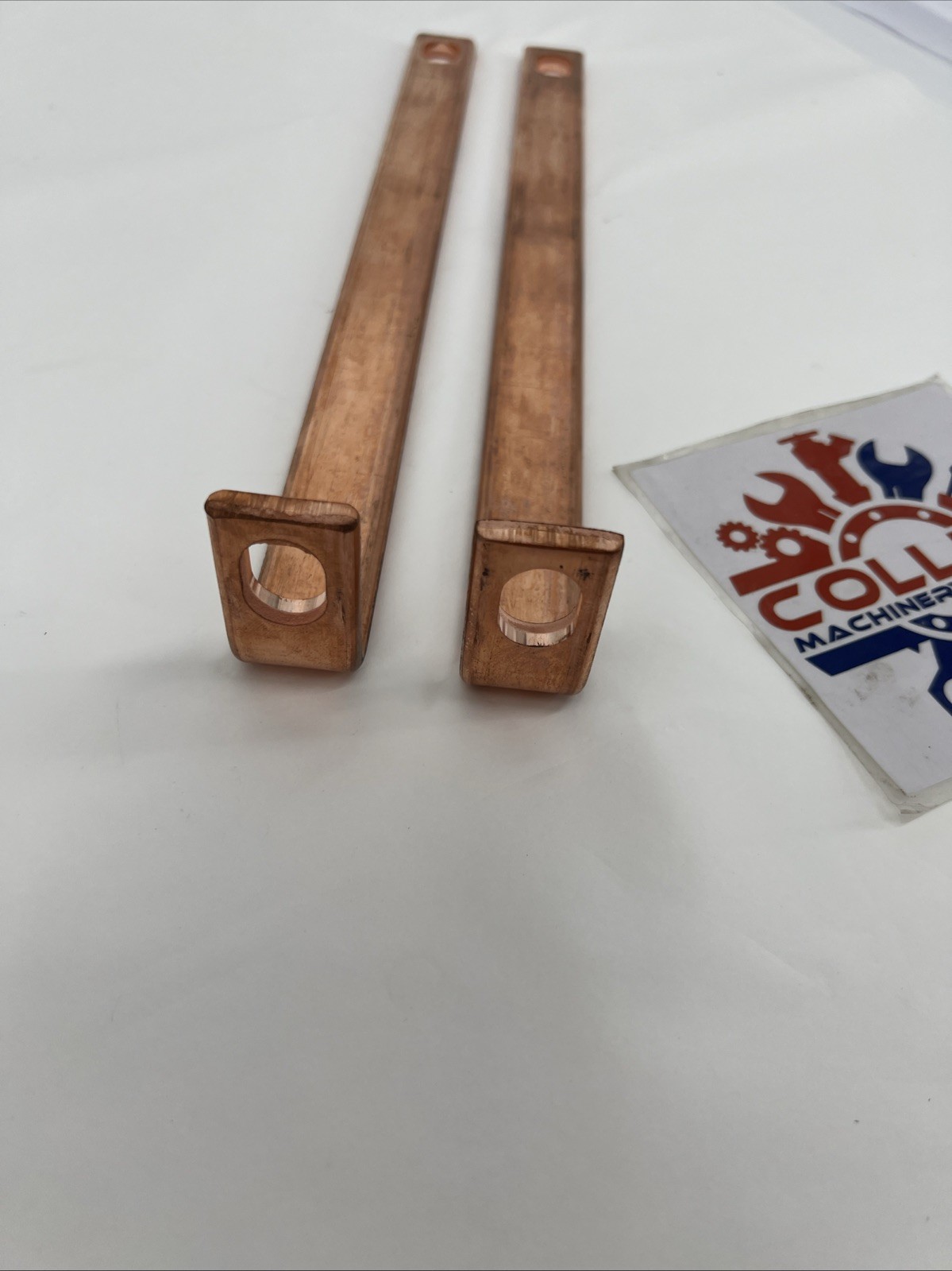 (Lot of 2) Copper Flat Bar 13in Length x 1in Width x 1/4in Thick, 2in 90° Ends