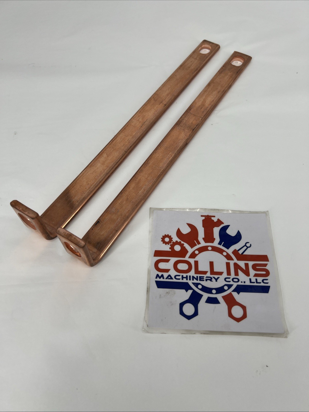 (Lot of 2) Copper Flat Bar 13in Length x 1in Width x 1/4in Thick, 2in 90° Ends