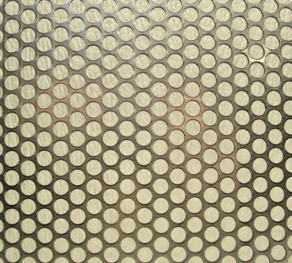 1/4″ HOLES – 16 GAUGE- 304 STAINLESS PERFORATED SHEET—5″ X 12″