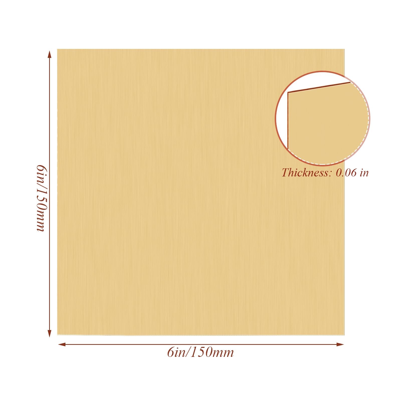 3 Pcs Brass Sheet 6”x 6”x 0.06”, H62 Brass Plate 16 Gauge (1.5mm) Thickness, …