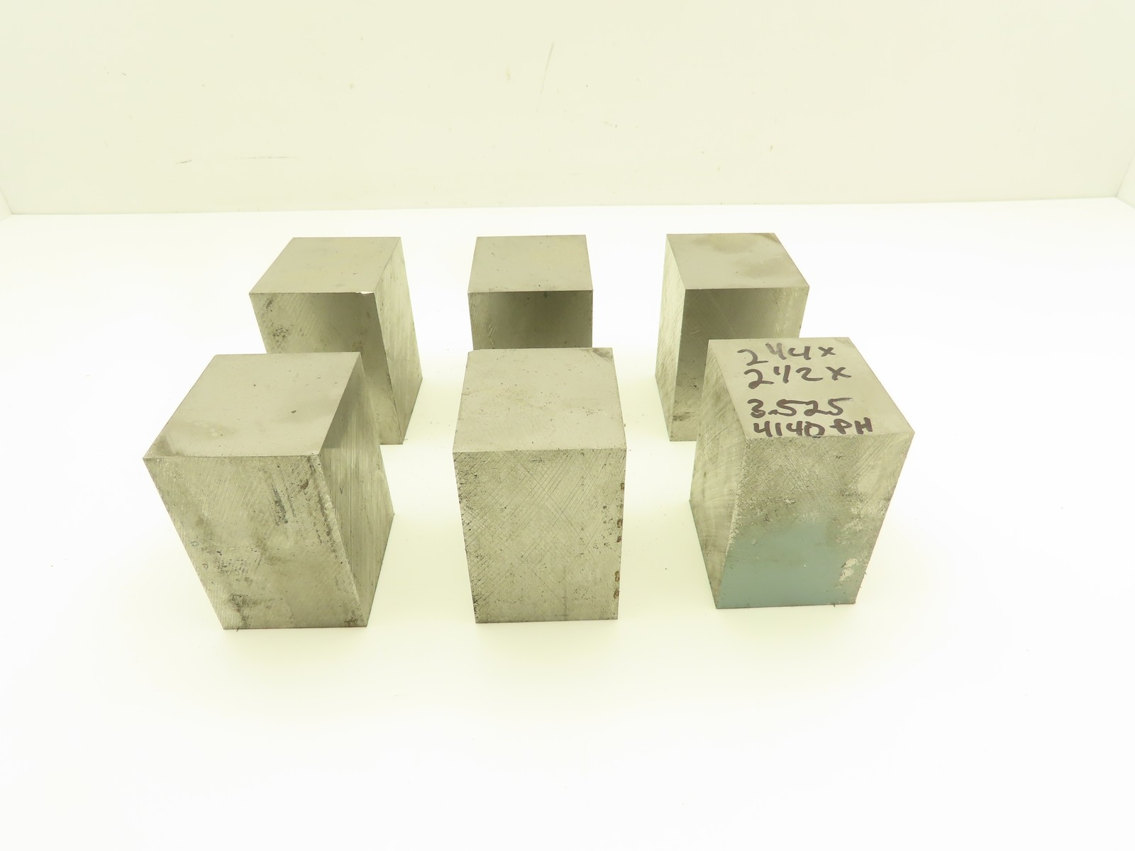 4140 PH Alloy Steel Flat Bar Stock 2-1/4″x 2-1/2″x 3-1/2″L Lot of 6