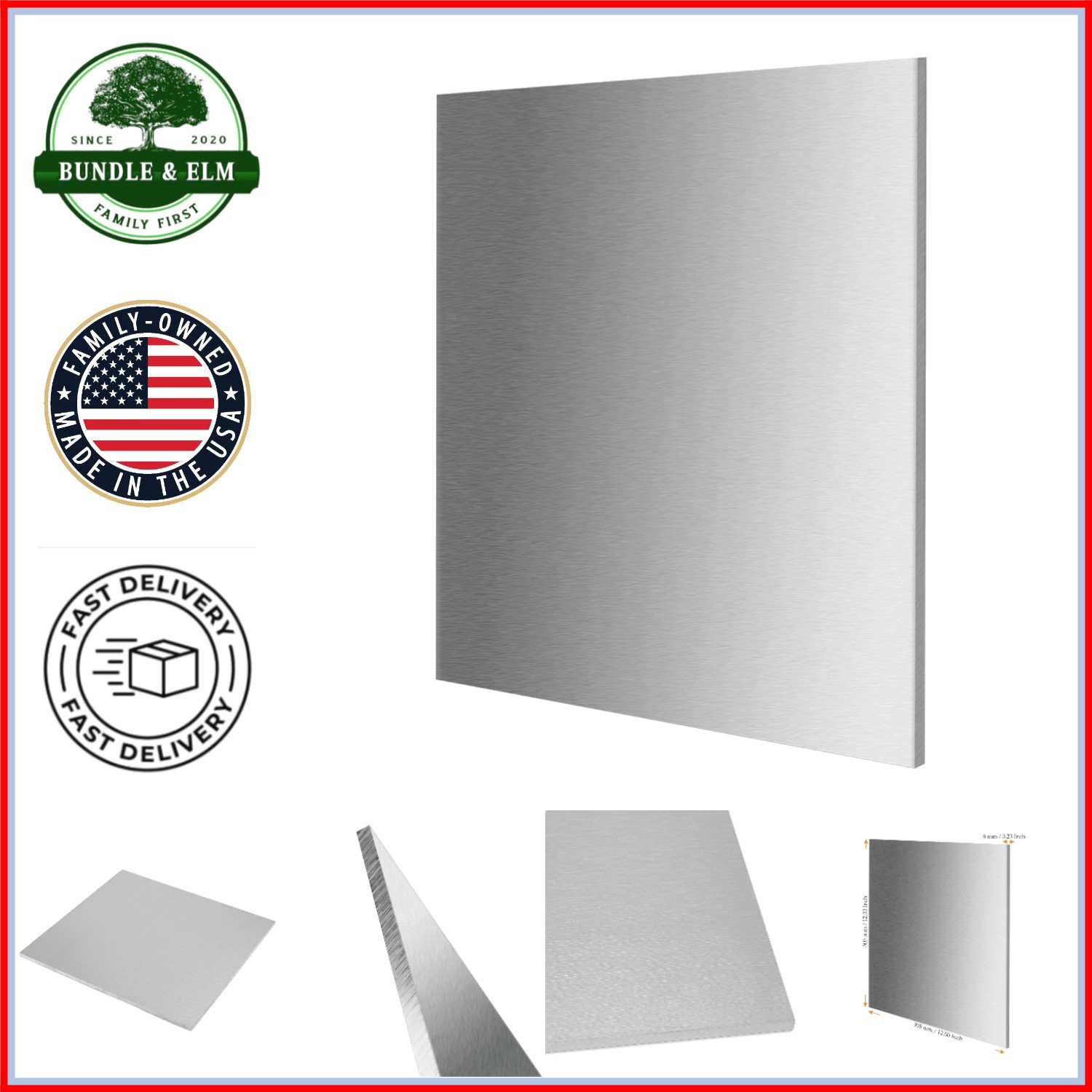 12 x 12 x 1/4 Inch Aluminum Sheet Plate, 300x300x6mm Aluminum Sheet with Protect