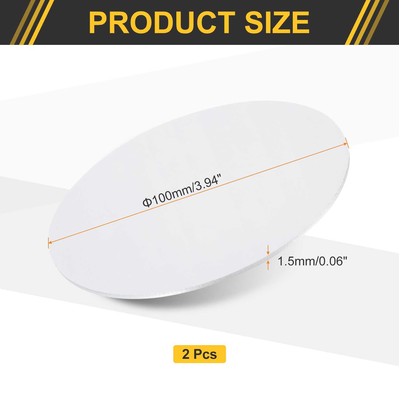 2Pcs Aluminum Disc, 4″(100mm) Dia 0.06″(1.5mm) Thick Round 1060 Aluminum Sheets