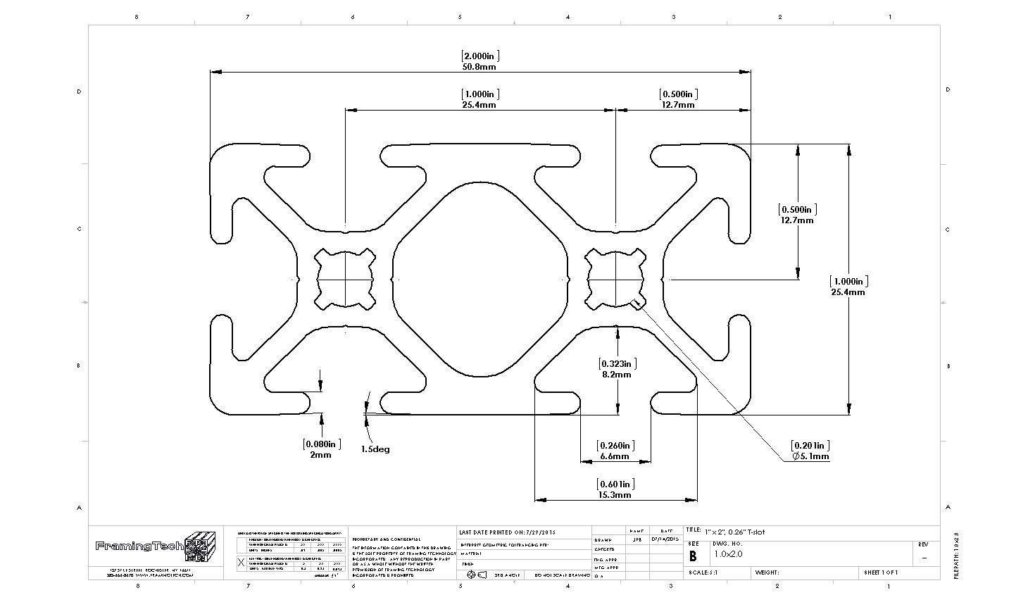 1″ x 2″ Aluminum T-Slotted Extrusion Framing 72″, 26 1020 (4)PK