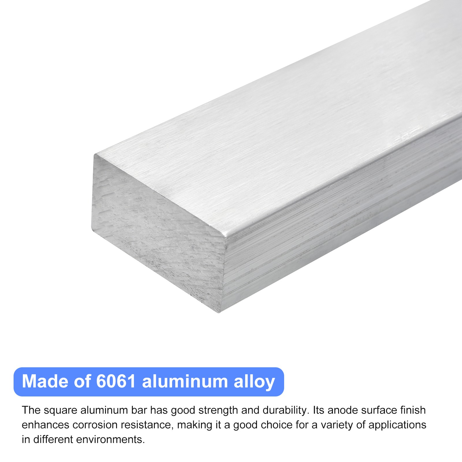 Square Aluminum Flat Bar 1″ Thickness 2″ Width 8″ Length New