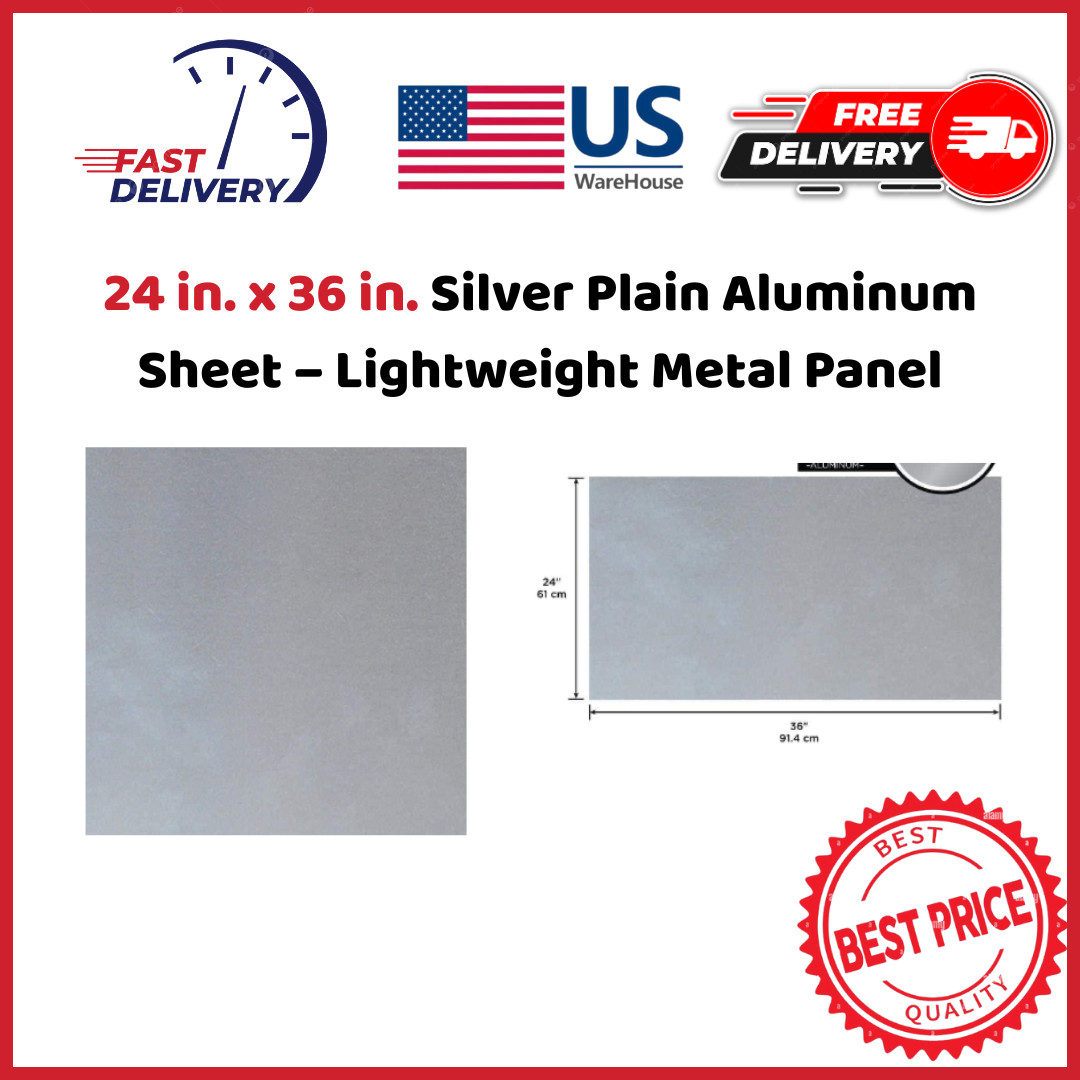 24 in. x 36 in. Silver Plain Aluminum Sheet – Lightweight Metal Panel