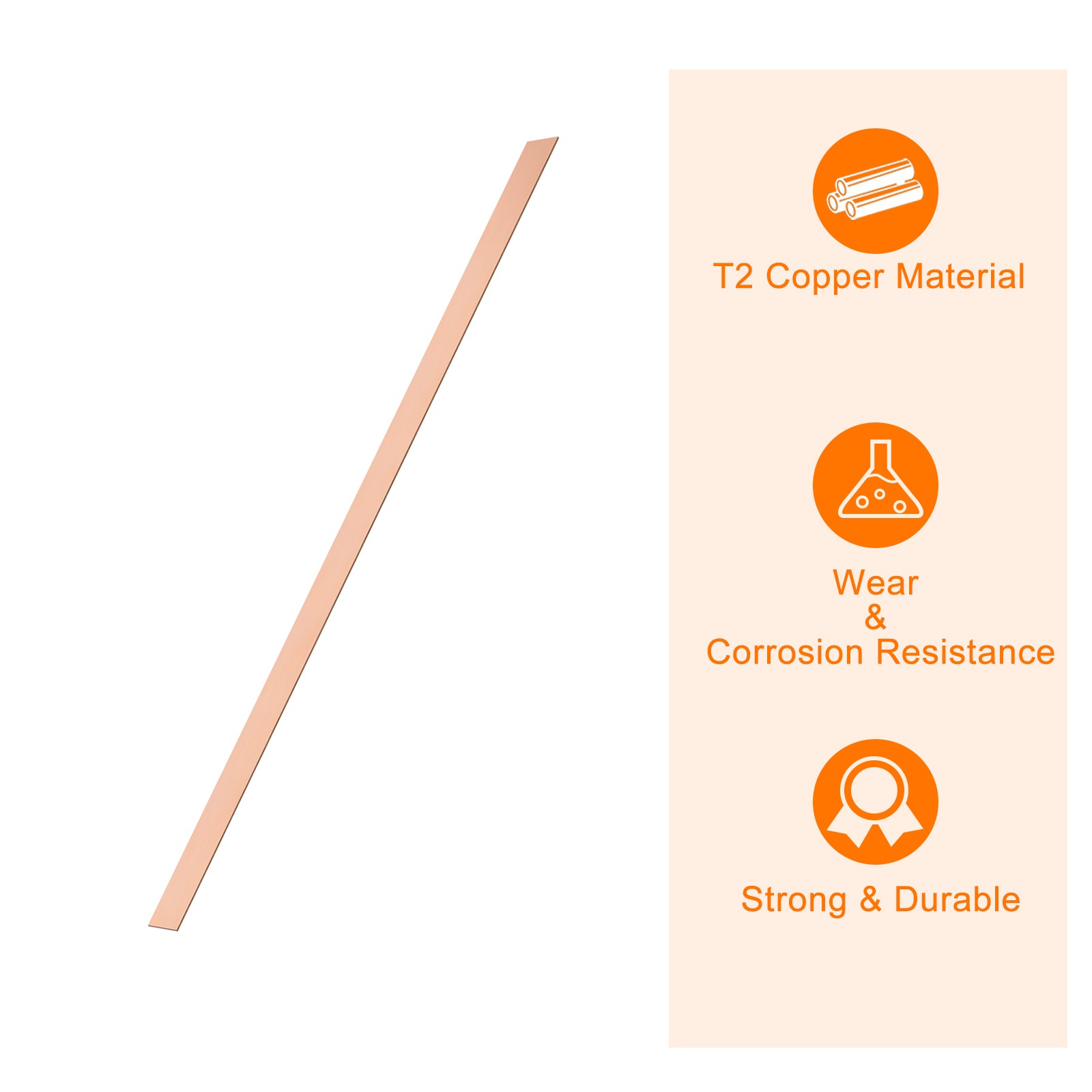 Copper Flat Bar, 0.04″ Thickness x 0.79″ Width x 15.75″ Length Copper Bar Stock