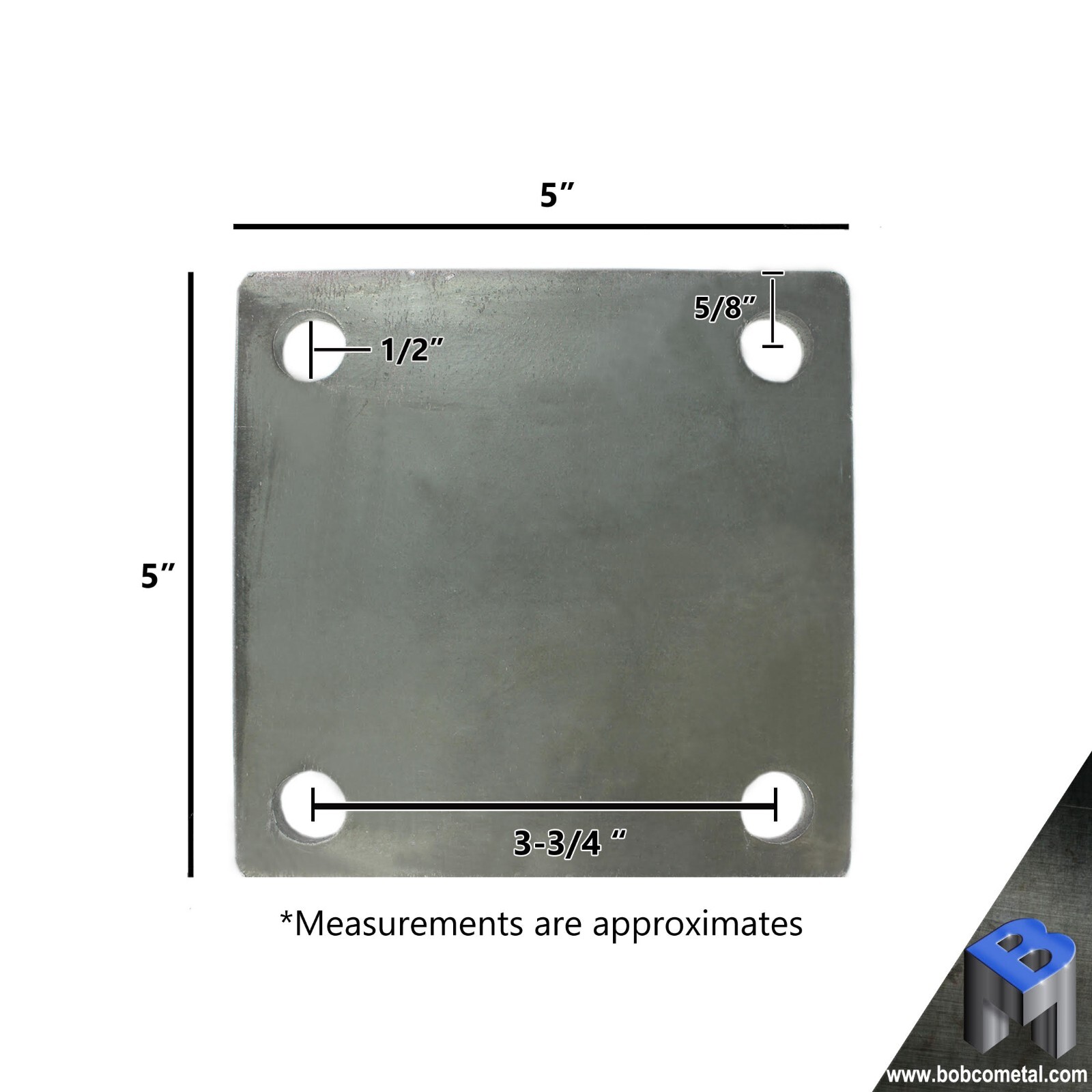 5″ x 5″ Heavy Duty Square Flat Steel Metal Base Plate With Holes | 2 Pieces