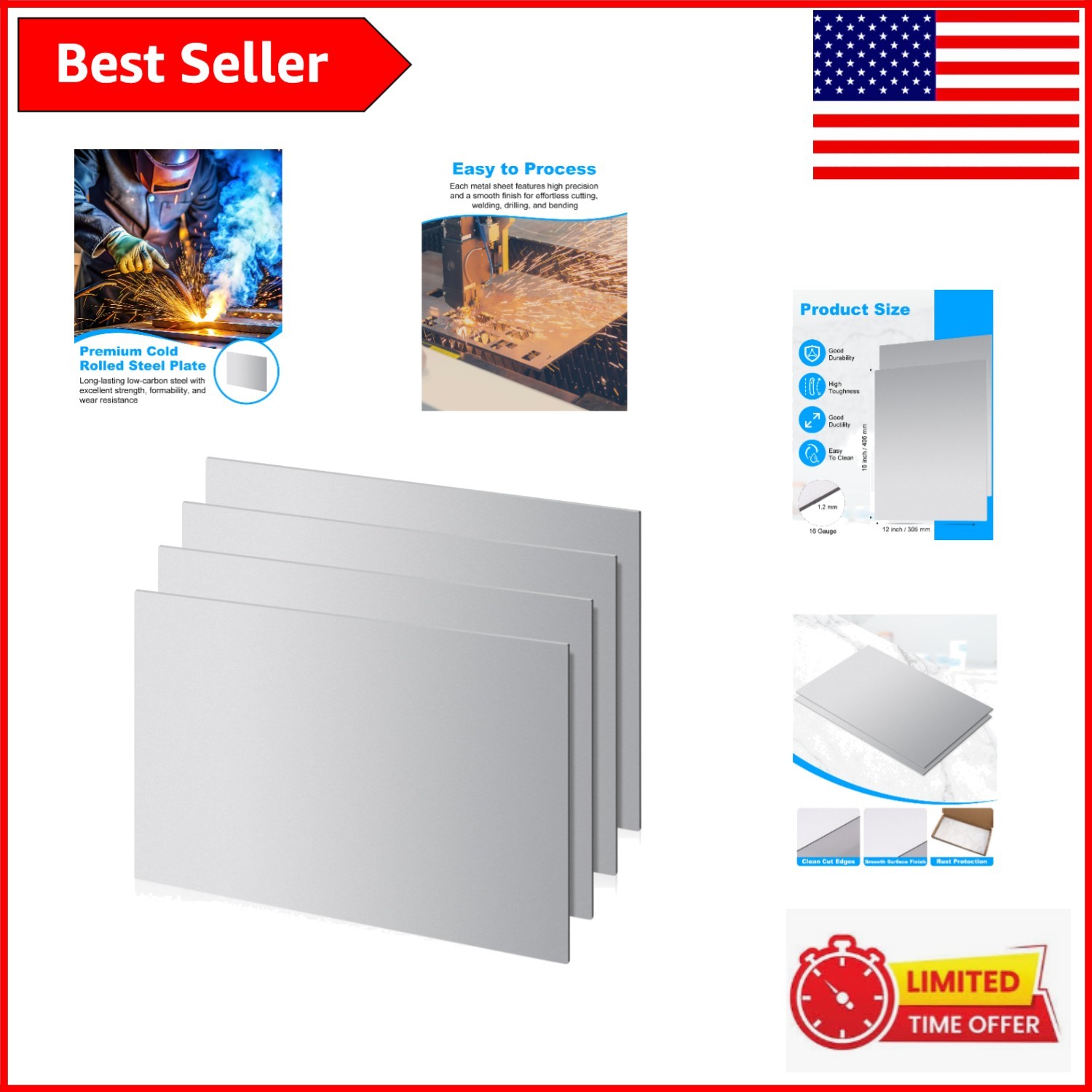 Durable 16″ x 12″ Cold-Rolled Steel Sheets – Perfect for Automotive & Repairs