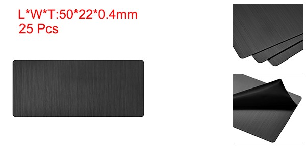 50x22x0.4mm Brushed 201 Stainless Steel Blank Metal Card Dark Gray 25 Pcs