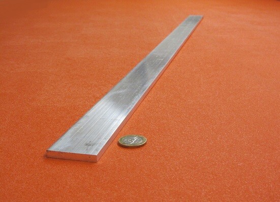6061 T6 Metric Aluminum Bar, 6 mm Thick x 40 mm Wide x 3 Ft Length