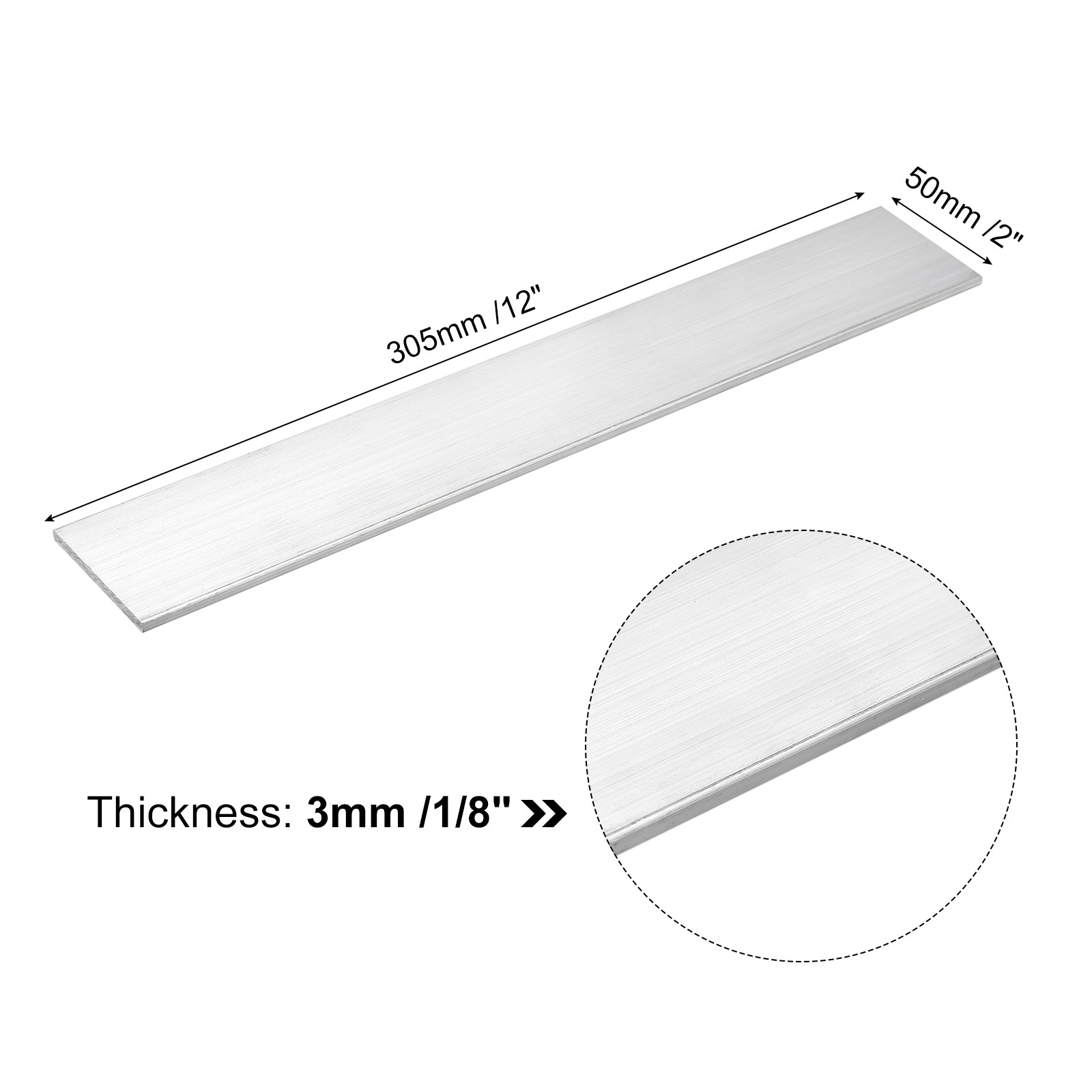 Square Aluminum Bar 1/8″ Thick 2″ Width 12″ Length