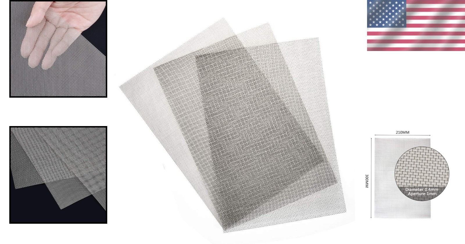 3pcs 304 Stainless Steel 20 Mesh Metal Sheet 12×8 for Air Ventilation