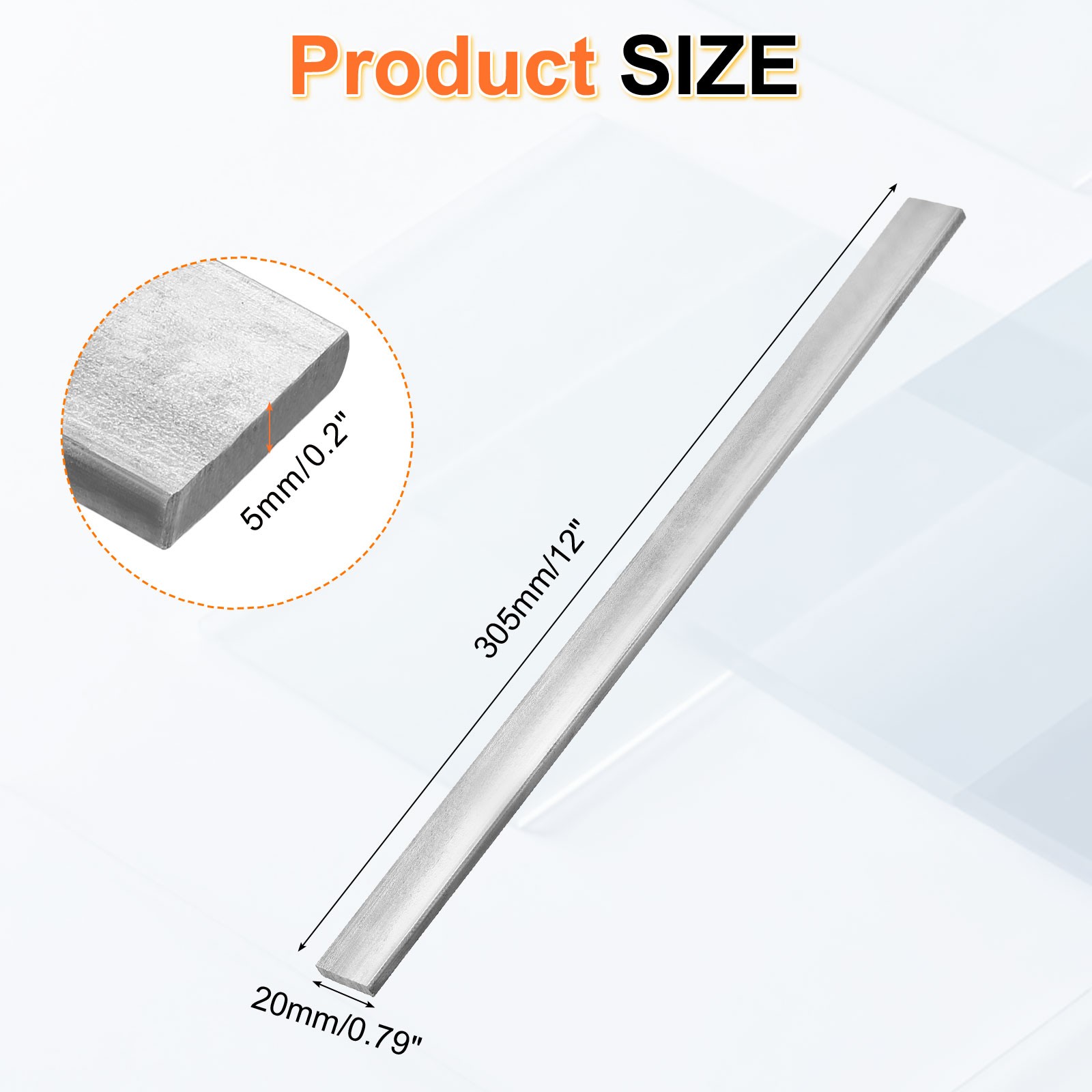 1018 Cold Rolled Carbon Steel Bar, 0.2″x0.79″x12″ Rectangular Flat Bar