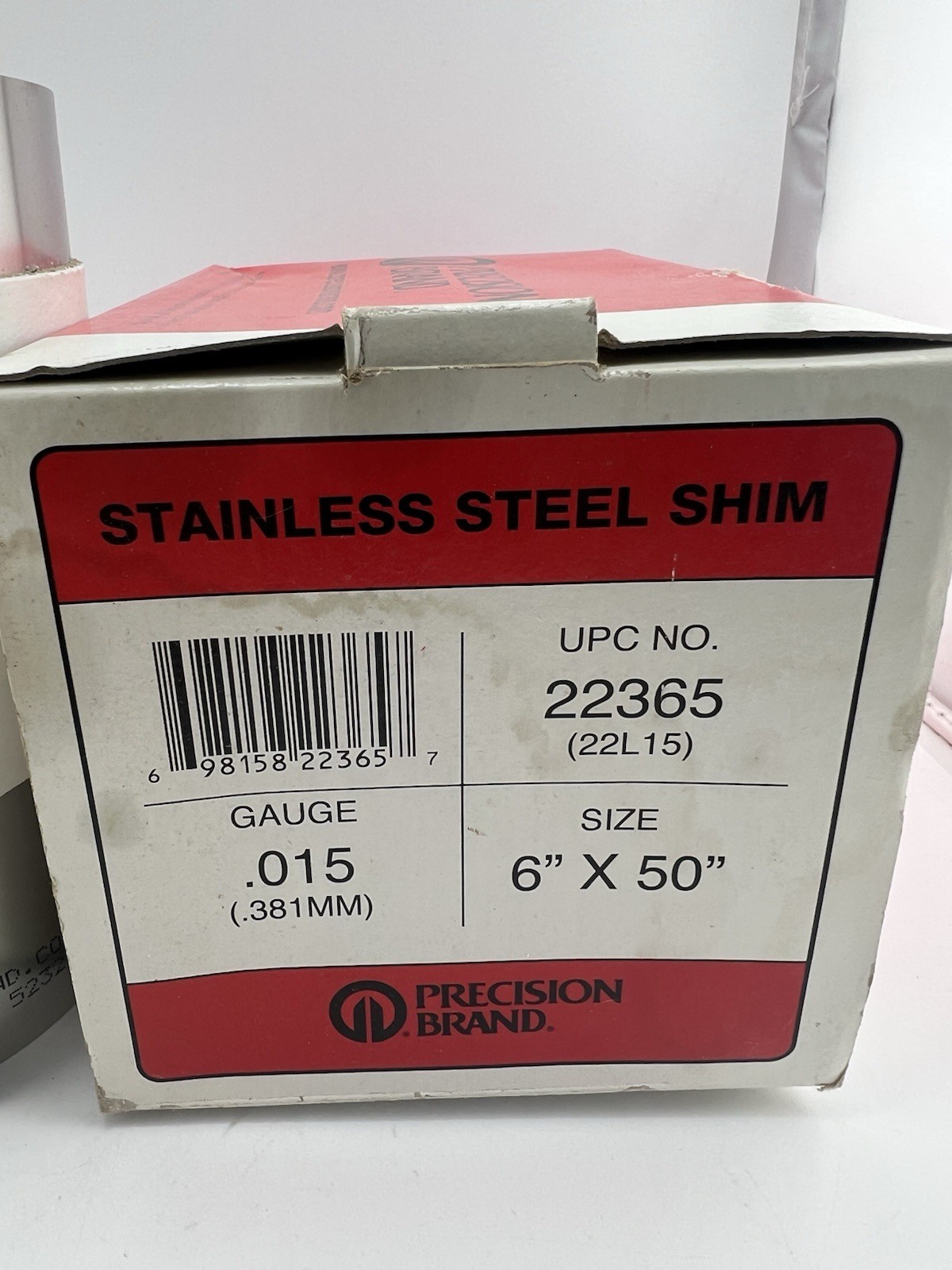 Precision Brand 22365 Stainless Steel Shim Stock Roll .015” x 6” x 50” – NOS