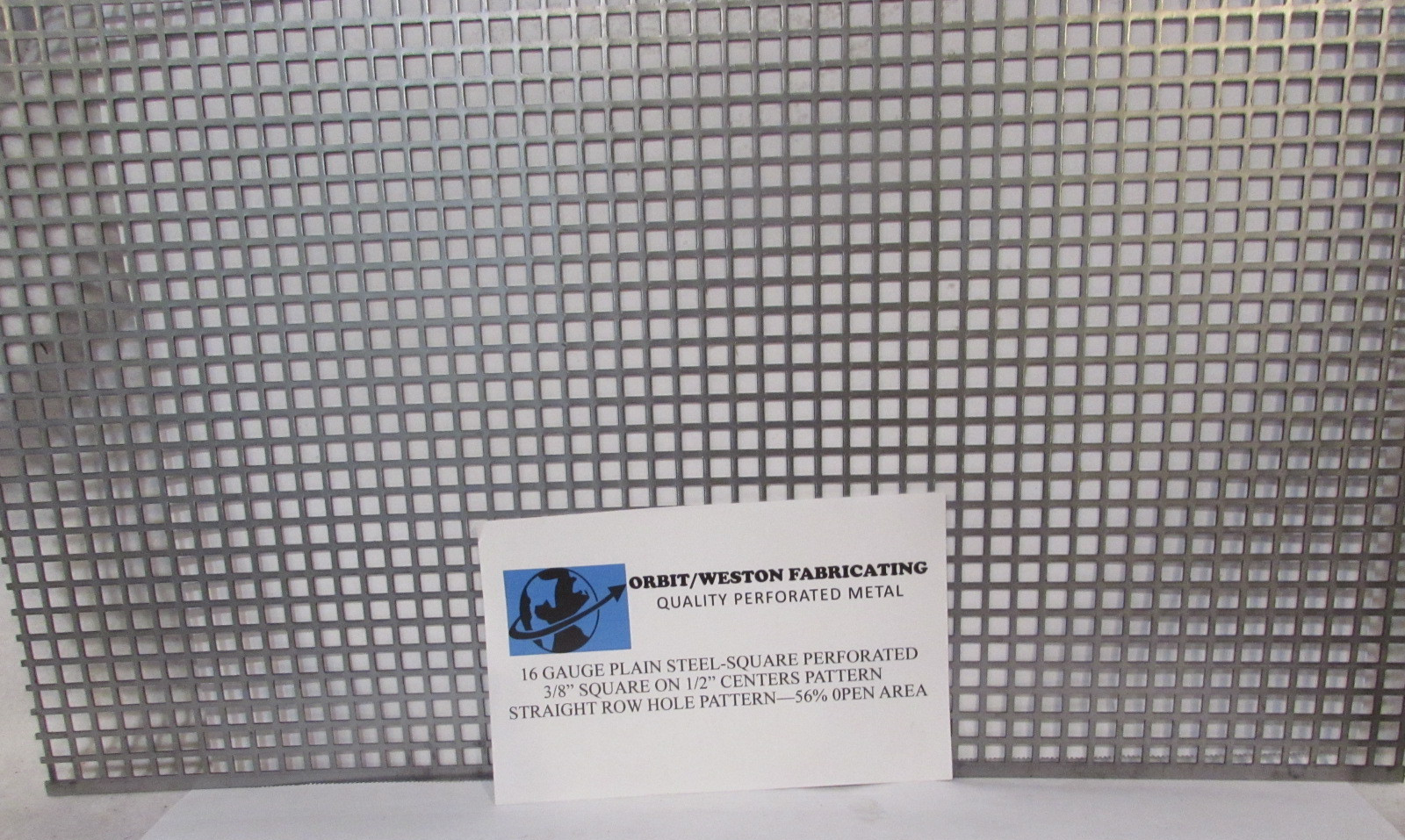 3/8″ SQUARE HOLE PERFORATED CARBON STEEL METAL 16 GA.- —-12″ X 24″