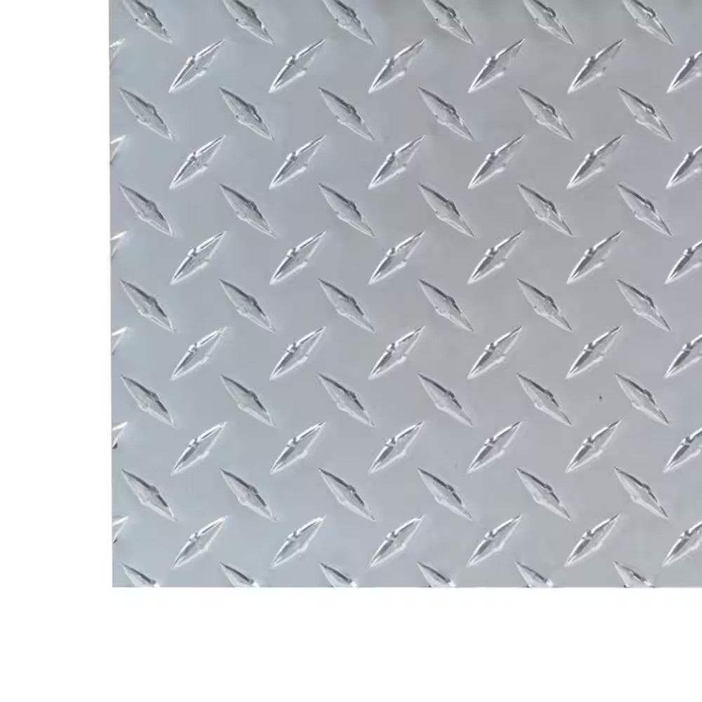 Heavy Weight 36 In. X 36 In. X 0.063 In. Diamond Tread Silver Aluminum Sheet Met