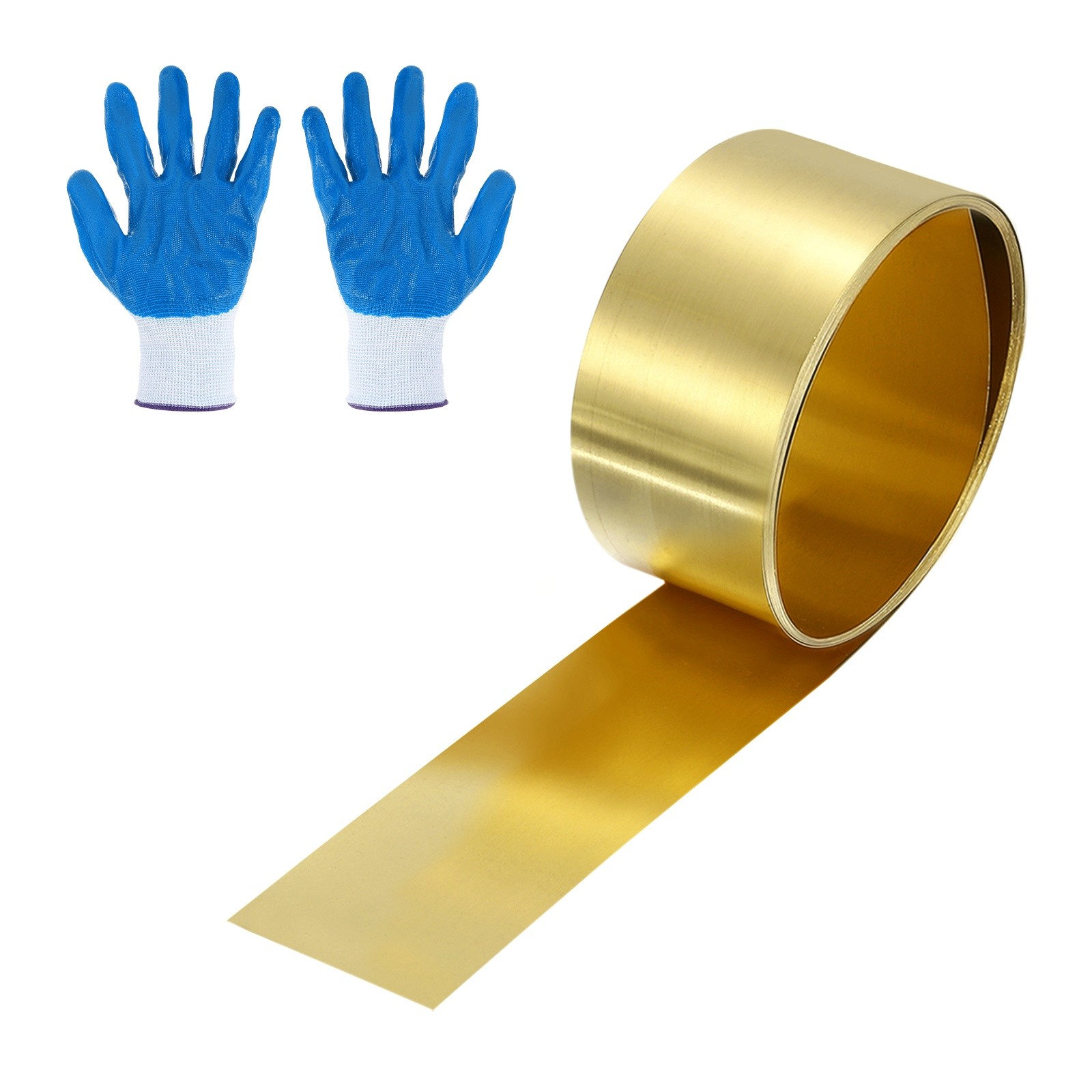 Brass Sheet Roll, 0.008 x 0.79 x 39.4 Inch H62 Thin Brass Foil Strip Plate Shim