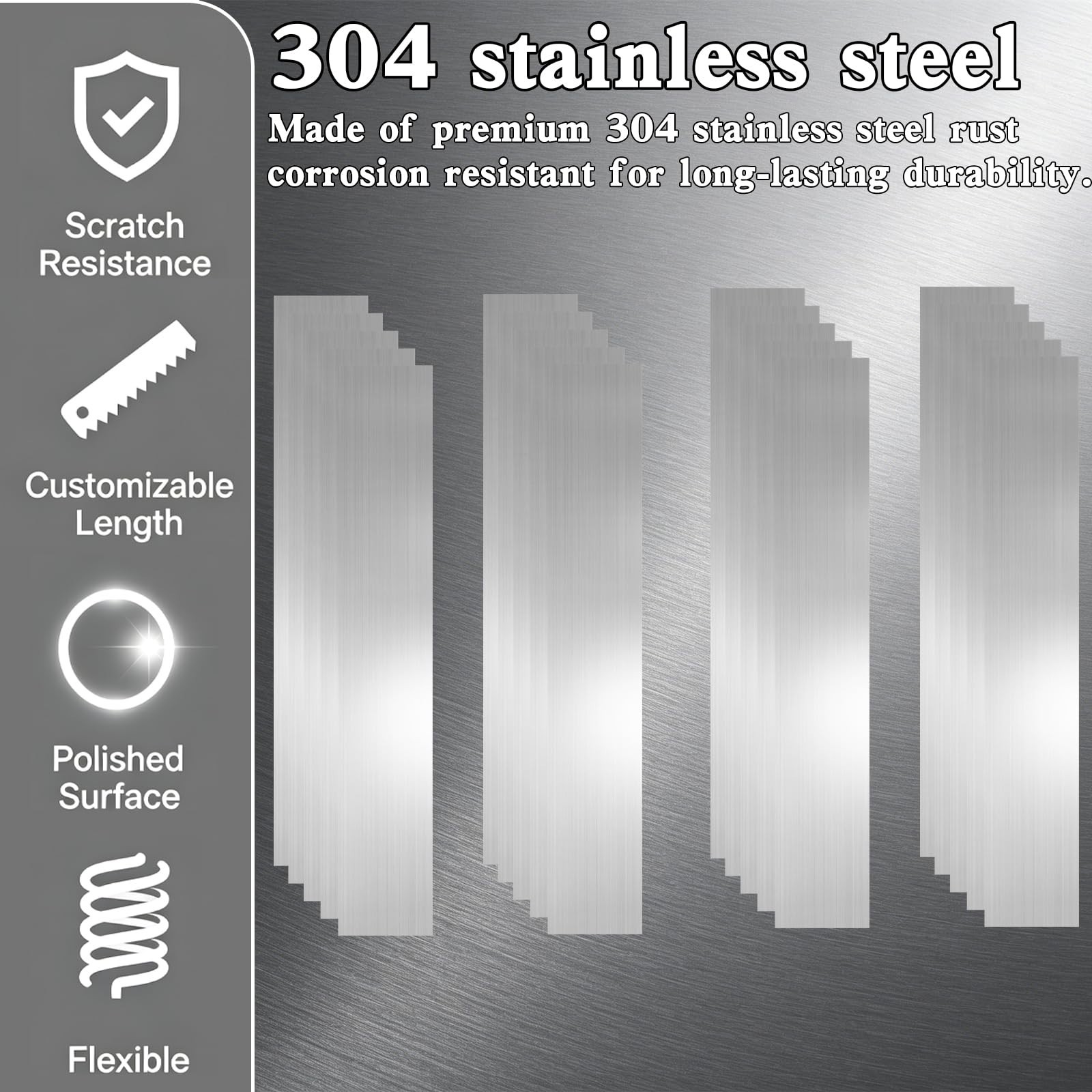100 Pcs Stainless Steel Shim Stock Assortment, 1″ x 6″ Metal Shims for Leveling,