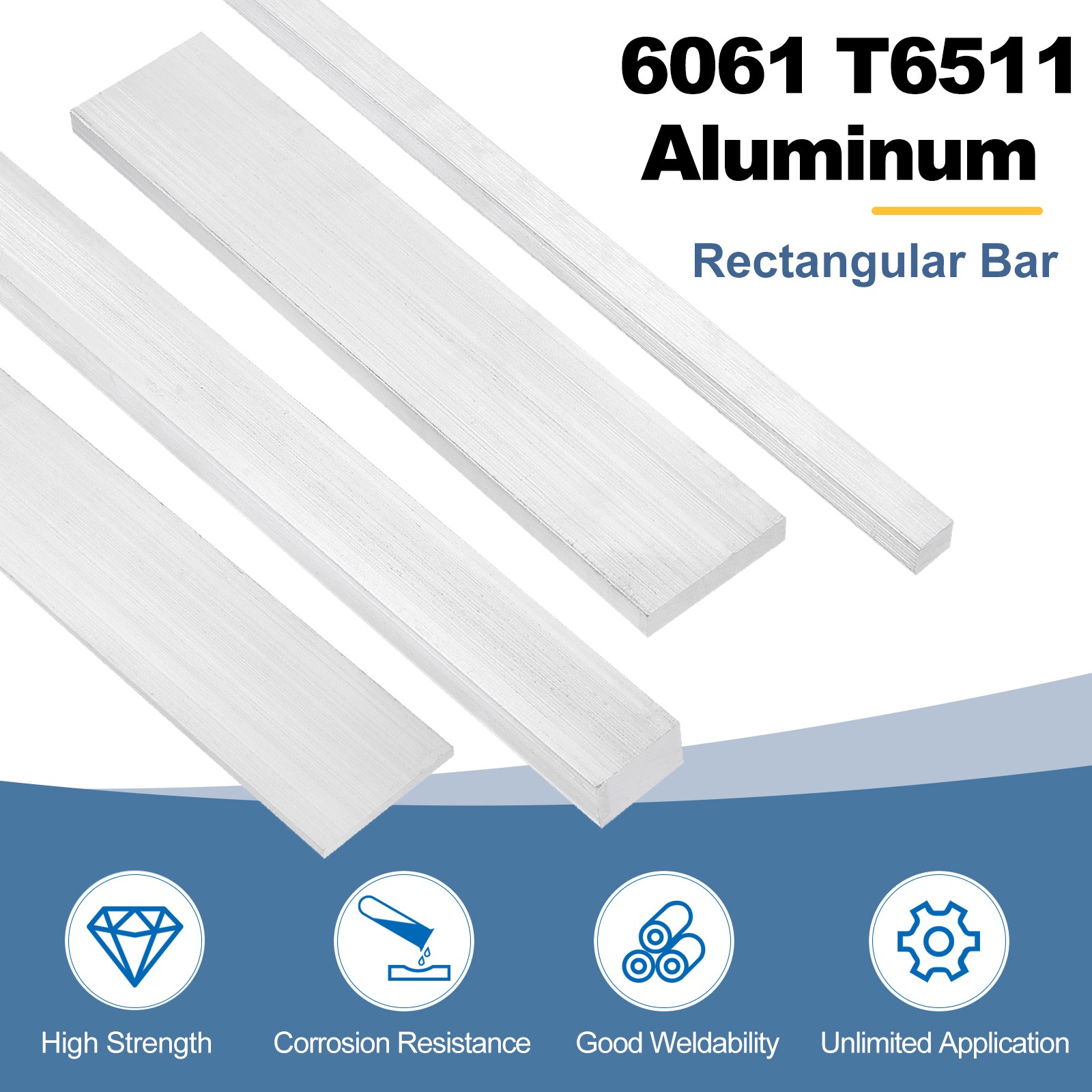 Square Aluminum Flat Bar, 6x100x203mm 6061 Aluminum Solid New Mill Stock