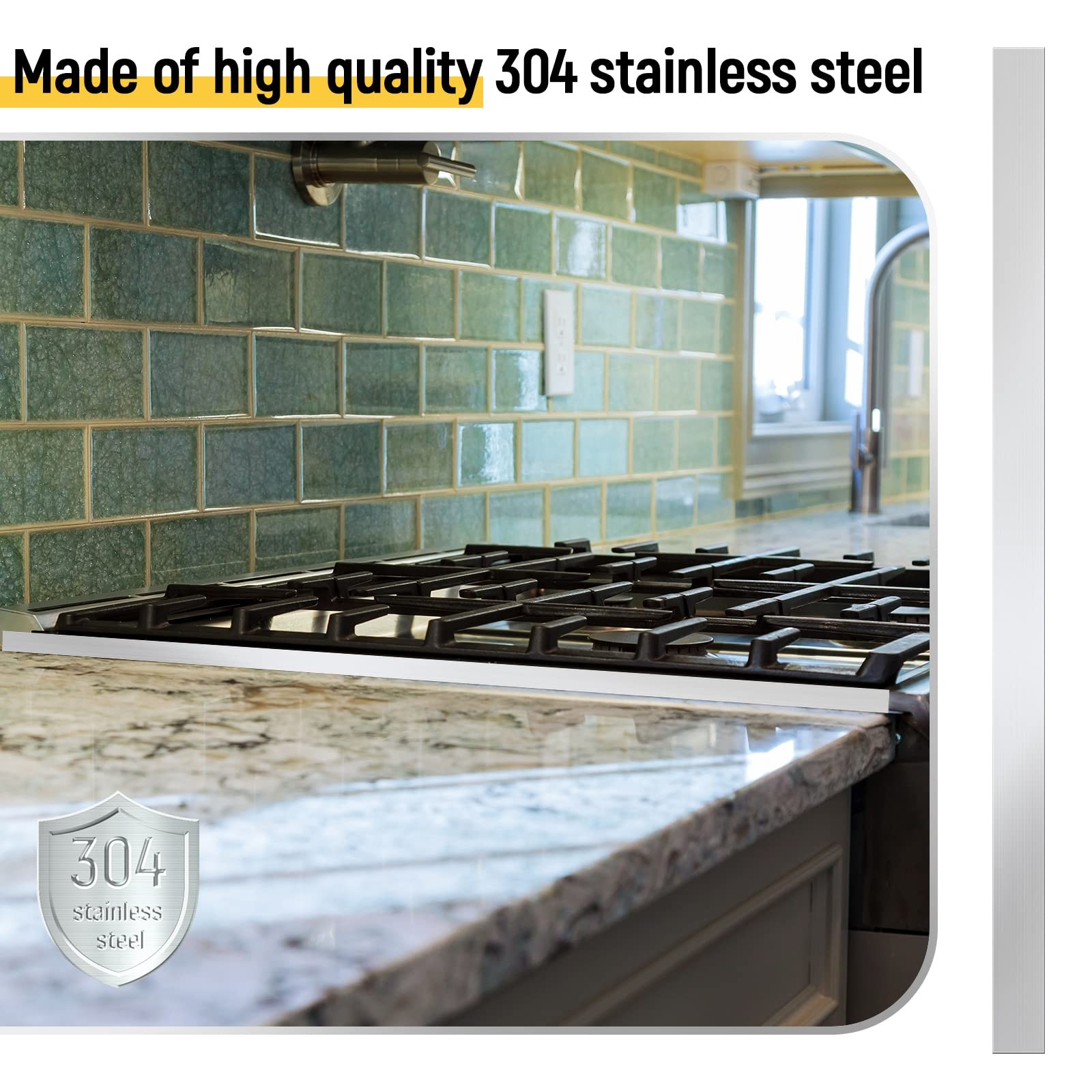 2 Pcs Stainless Steel Trim Strips 304 Brushed 1 x 30 Inch, Silver