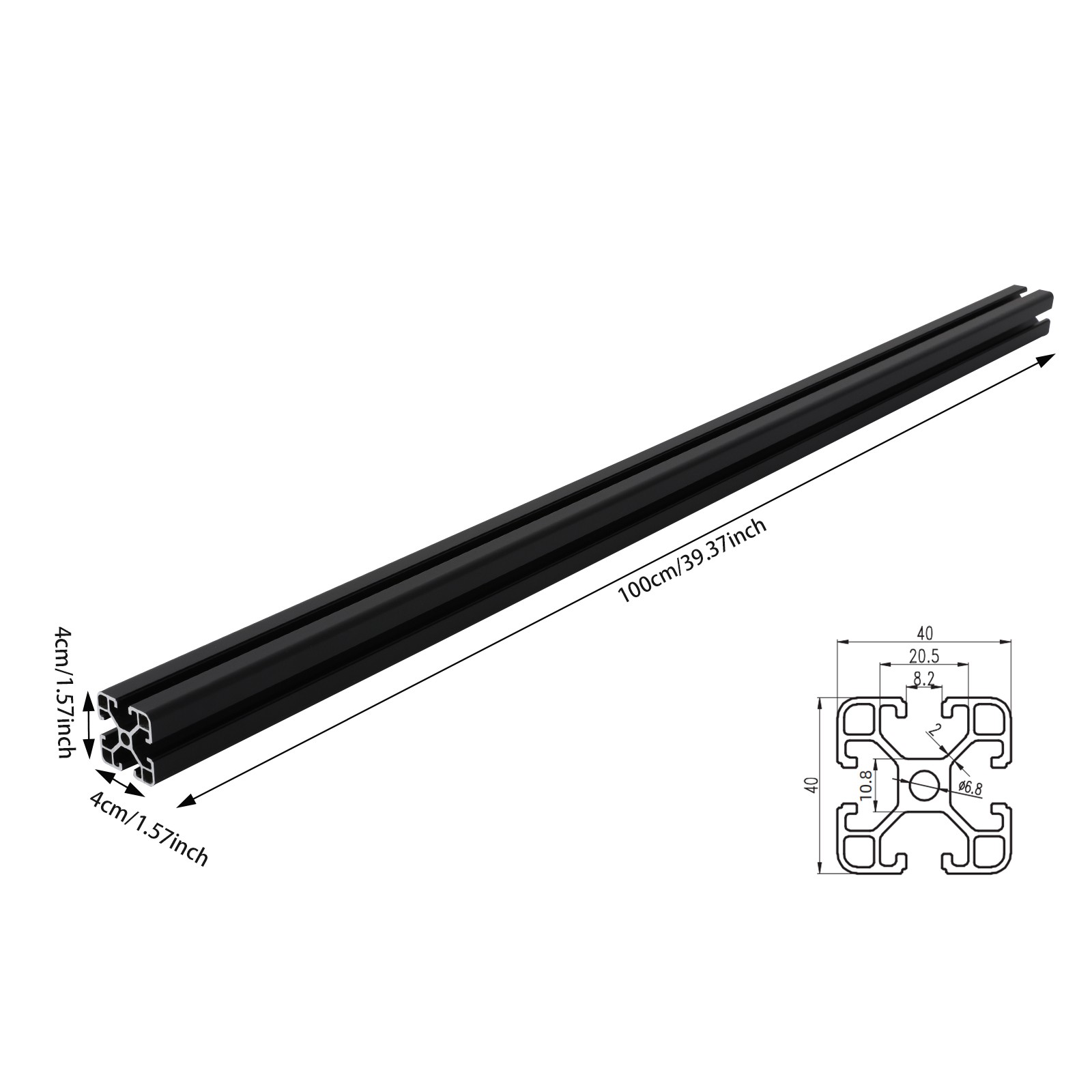 4pcs Aluminum Extrusion European Standard 4040 T Slot 1.5mm Tube Wall Thickness