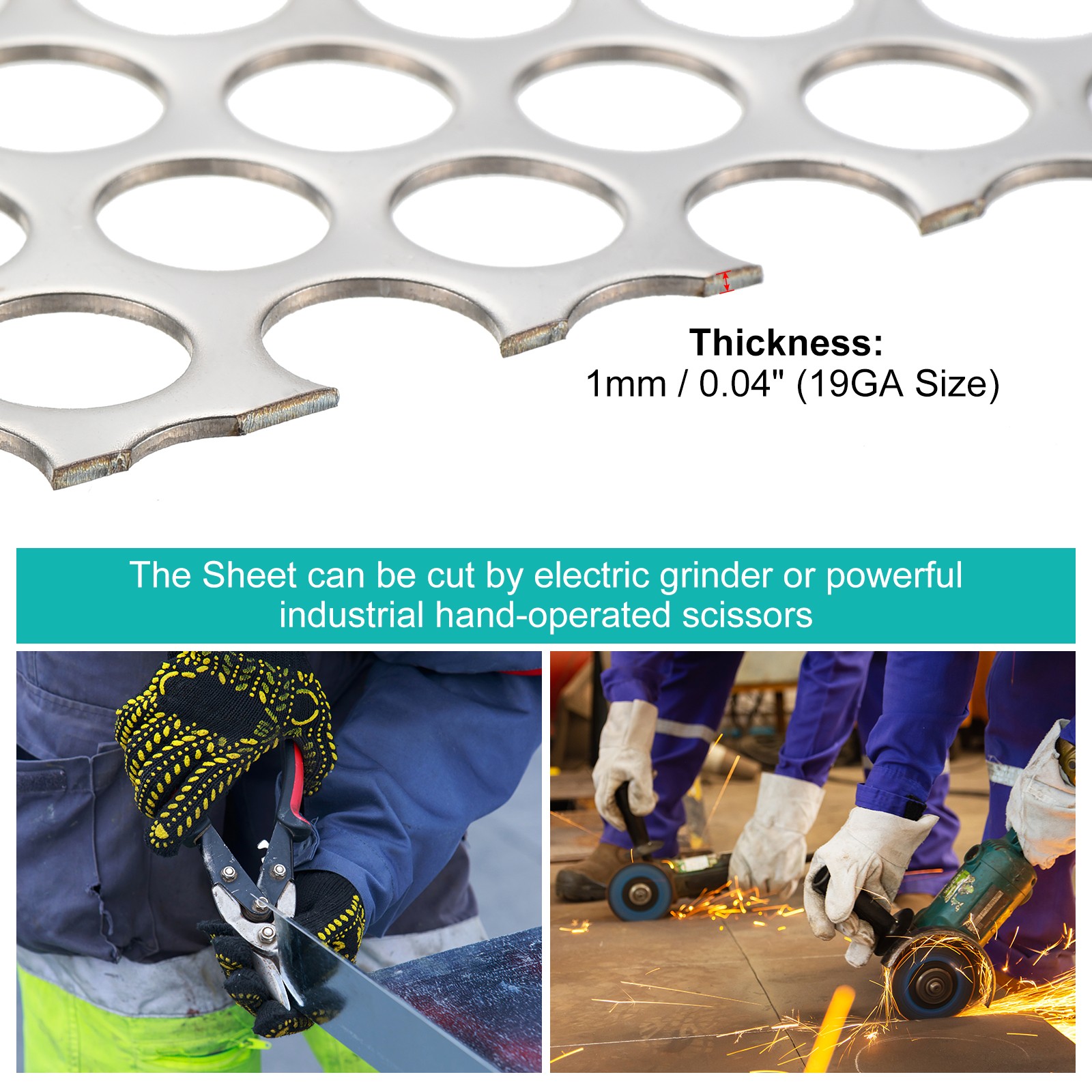 11.8″x5.9″ Perforated Sheet Stainless Steel Craft 0.39″ Hole Metal Mesh